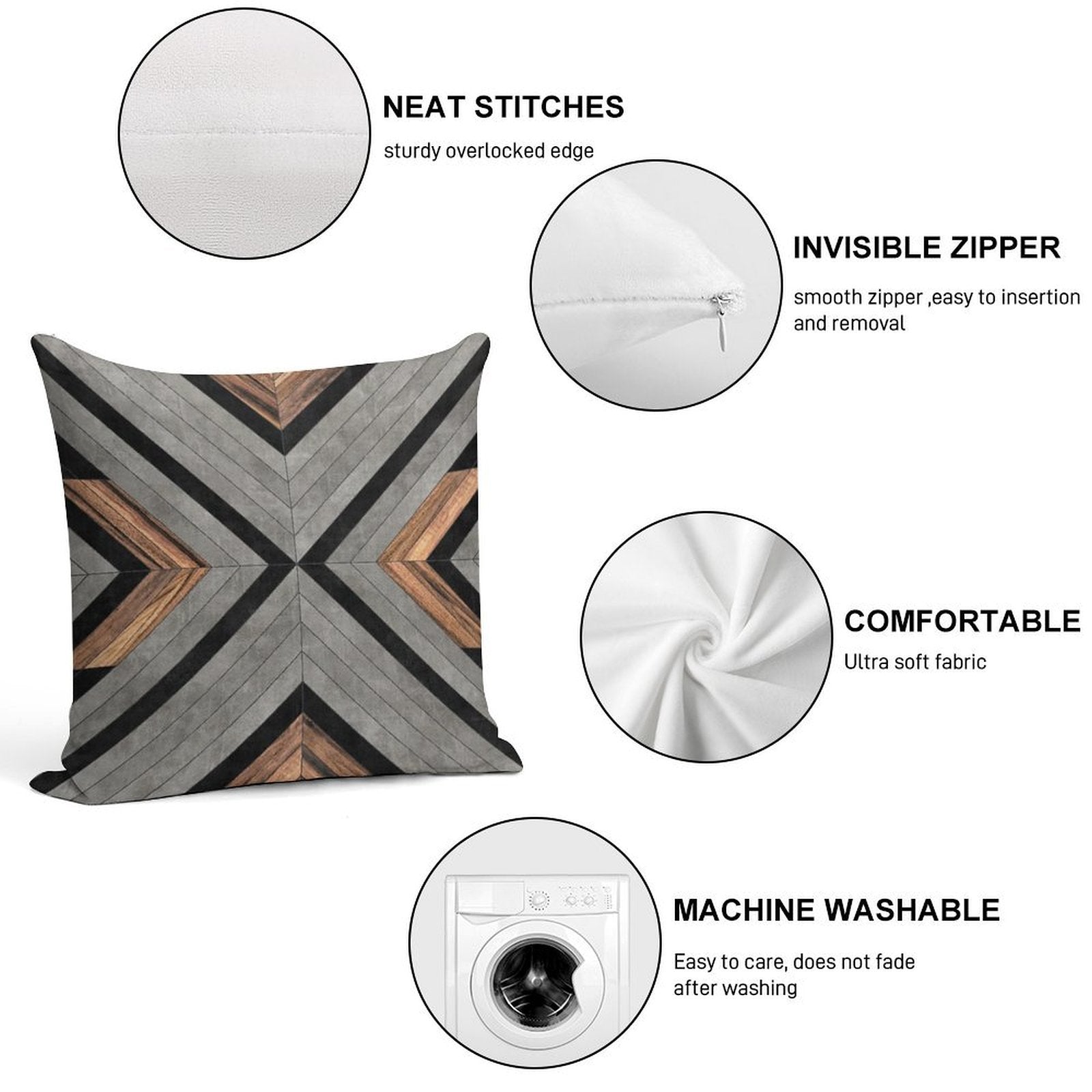 Urban Tribal Pattern No.2 - Concrete And Wood Soft Style Accent Throw Pillow