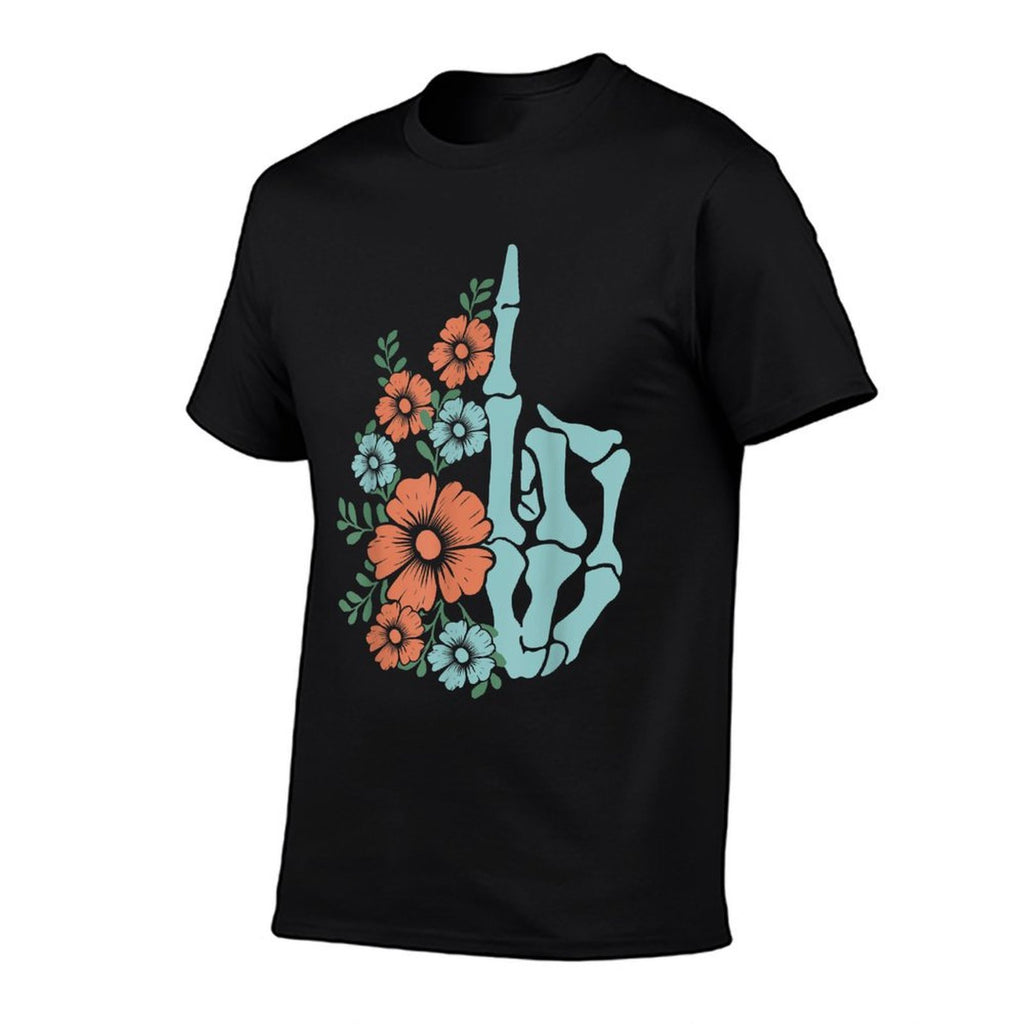 Skeleton Middle Finger Flowers  Vintage-inspired T-Shirt