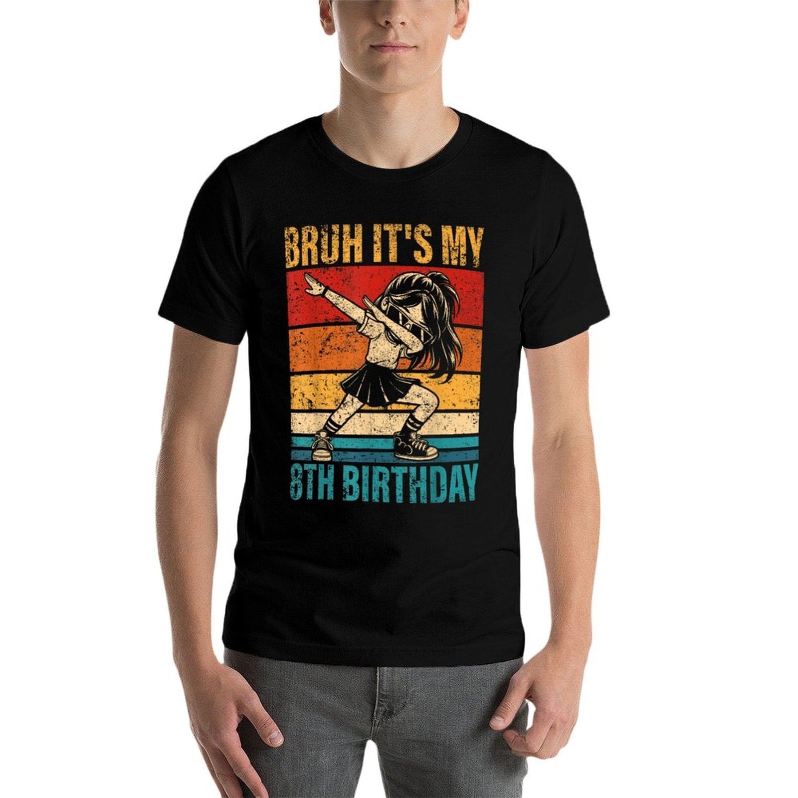 8 Year Old Birthday Dabbing Girl Bruh It's My 8th Birthday  Slim-fit Cut T-Shirt
