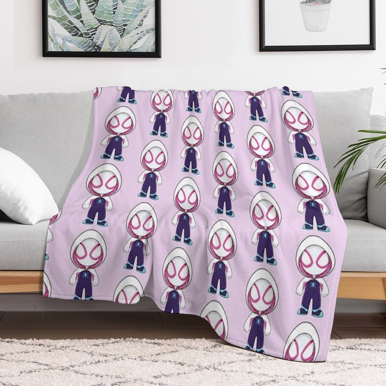 Cute Spider Ghost, Baby Spidey Girl, Grl Pwr, Cartoon Ghost Spider Gift-ready Throw Blanket