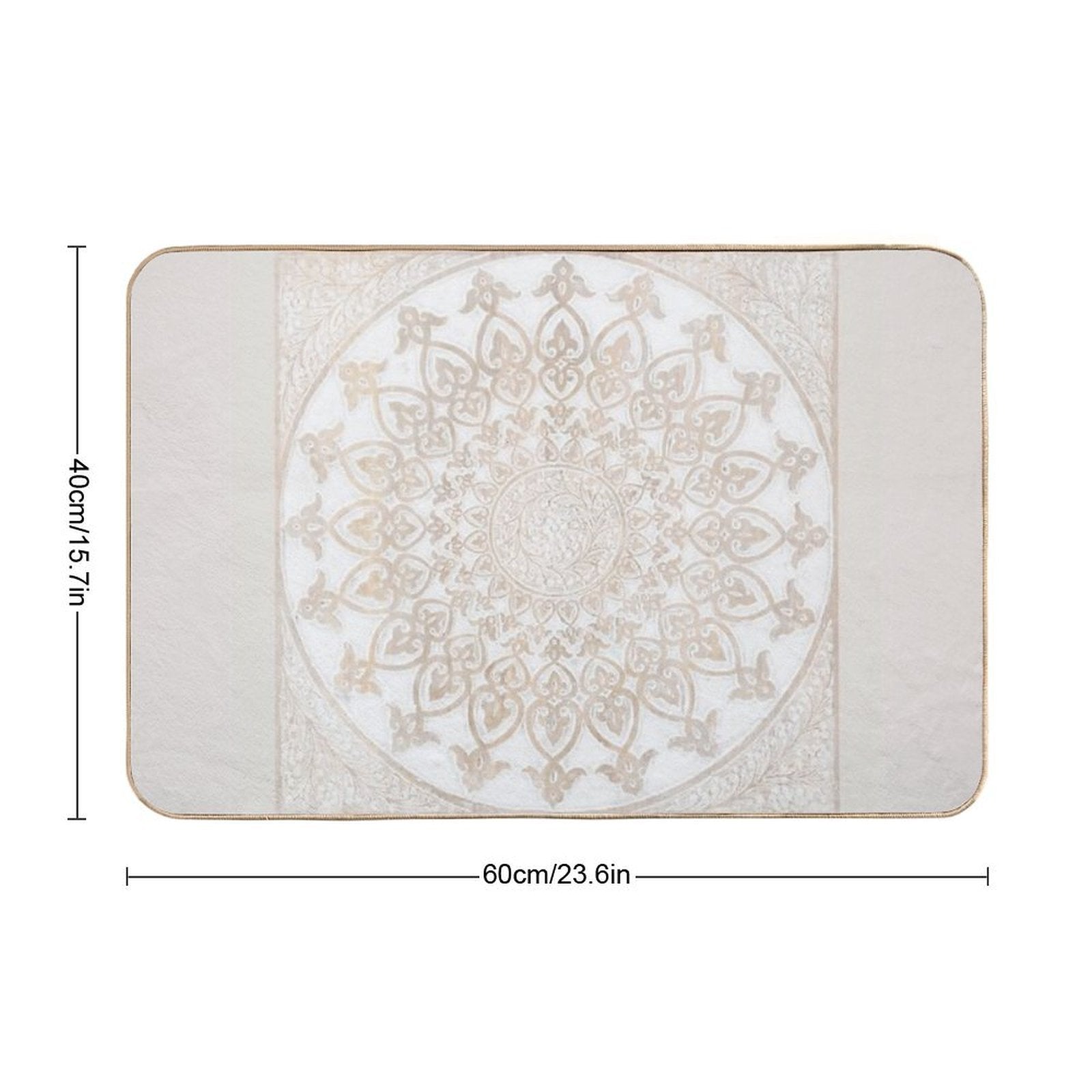 Carved Wooden Mandala Flower Geometric Design Art  Non-Slip Bath Mat