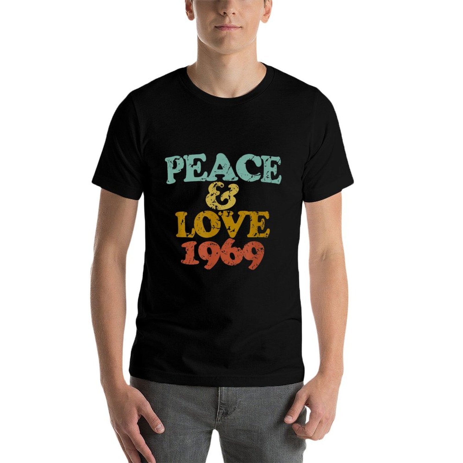 Vintage Peace And Love 1969 50th Anniversary 50th Birthday  Rolled Sleeves T-Shirt