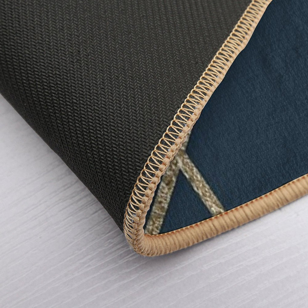Classic Dark Blue Gold Geo #1 #geometric #decor #art Durable Bath Mat