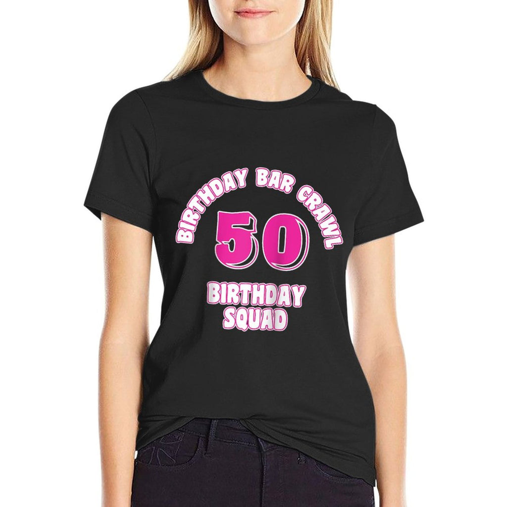 50th Birthday, Birthday Bar Crawl, Birthday Squad Raglan Baseball  Tagless Design T-Shirt