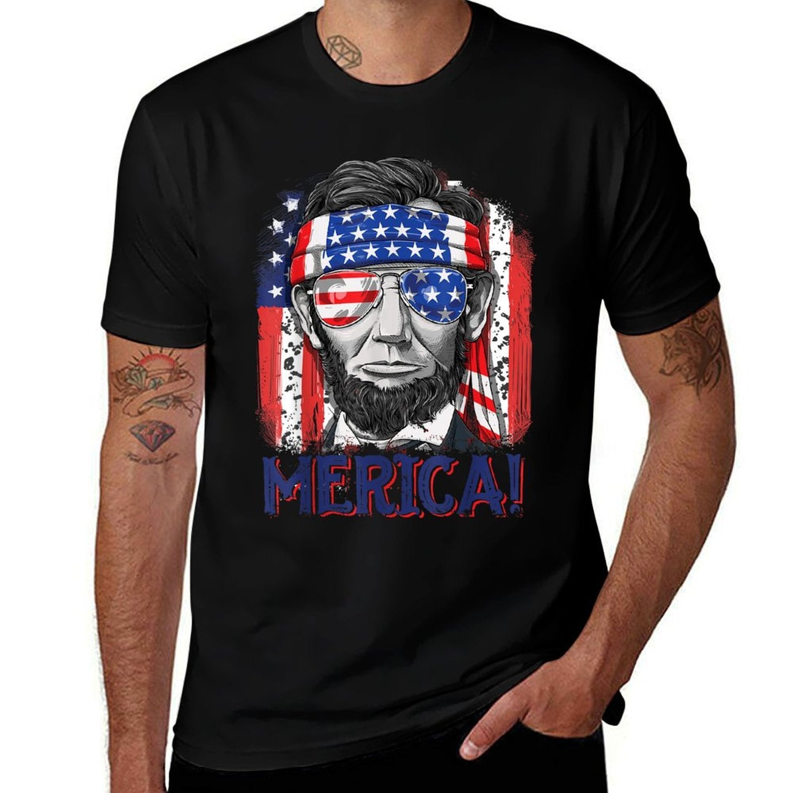 Abraham Lincoln 4th Of July Merica Men Women American  Versatile T-Shirt