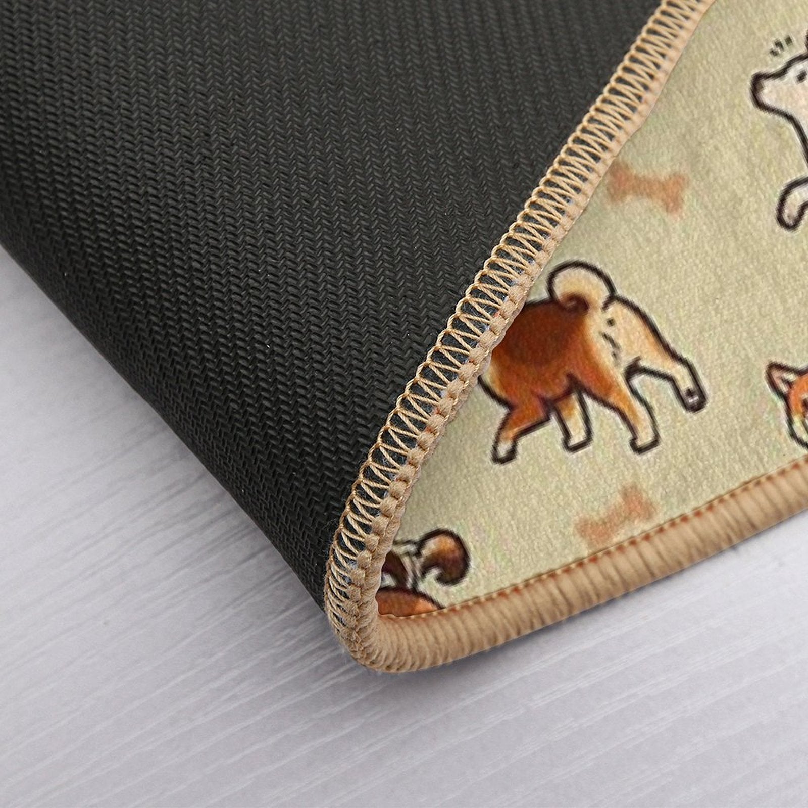 Shibes in Cream  Repositionable Bath Mat