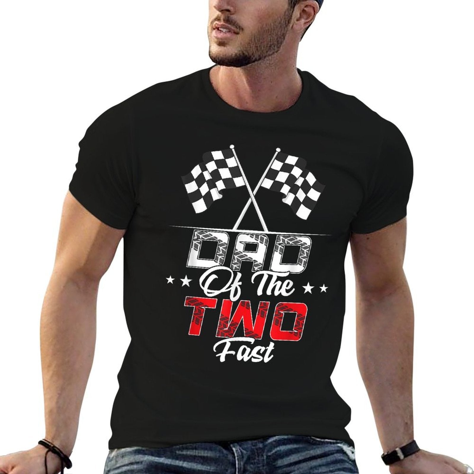 Dad Of The Two Fast Second Birthday Racing Car Family  Eco-friendly Material T-Shirt