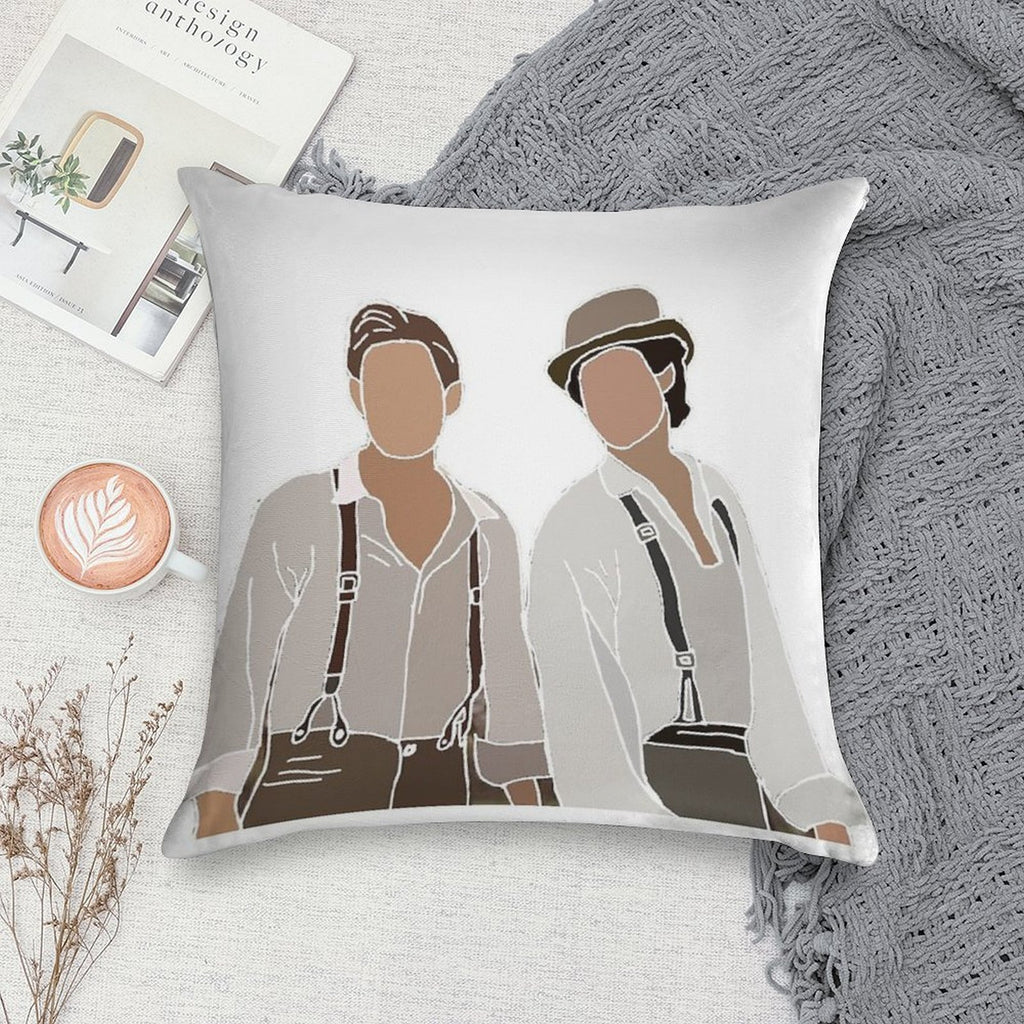Damon And Stefan Salvatore Vampire Diaries Drawing Soft Luxury Feel Throw Pillow