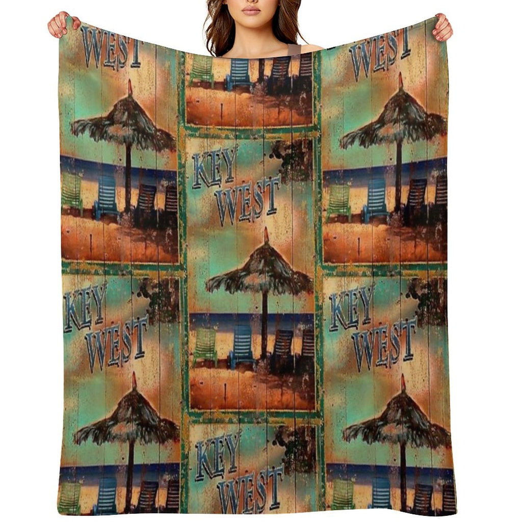 KEY WEST FLORIDA VINTAGE SIGN Anti-pilling Throw Blanket
