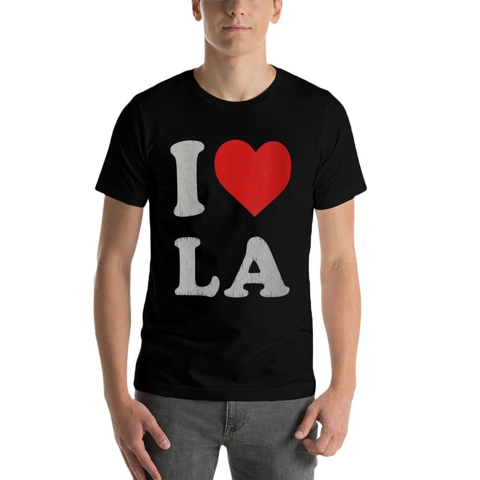 Womens I Heart LA Souvenir Men Distressed I Love Los Angeles  Easy-care T-Shirt