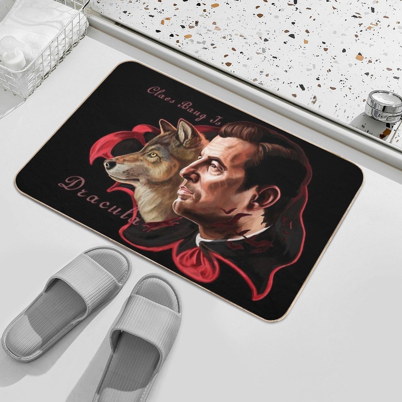 Claes Bang Dracula Wolf Painting  Stain-Proof Bath Mat