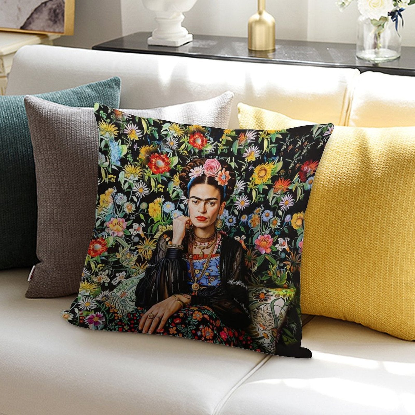 Frida Kahlo Flowers Soft Warmth Comfort Throw Pillow