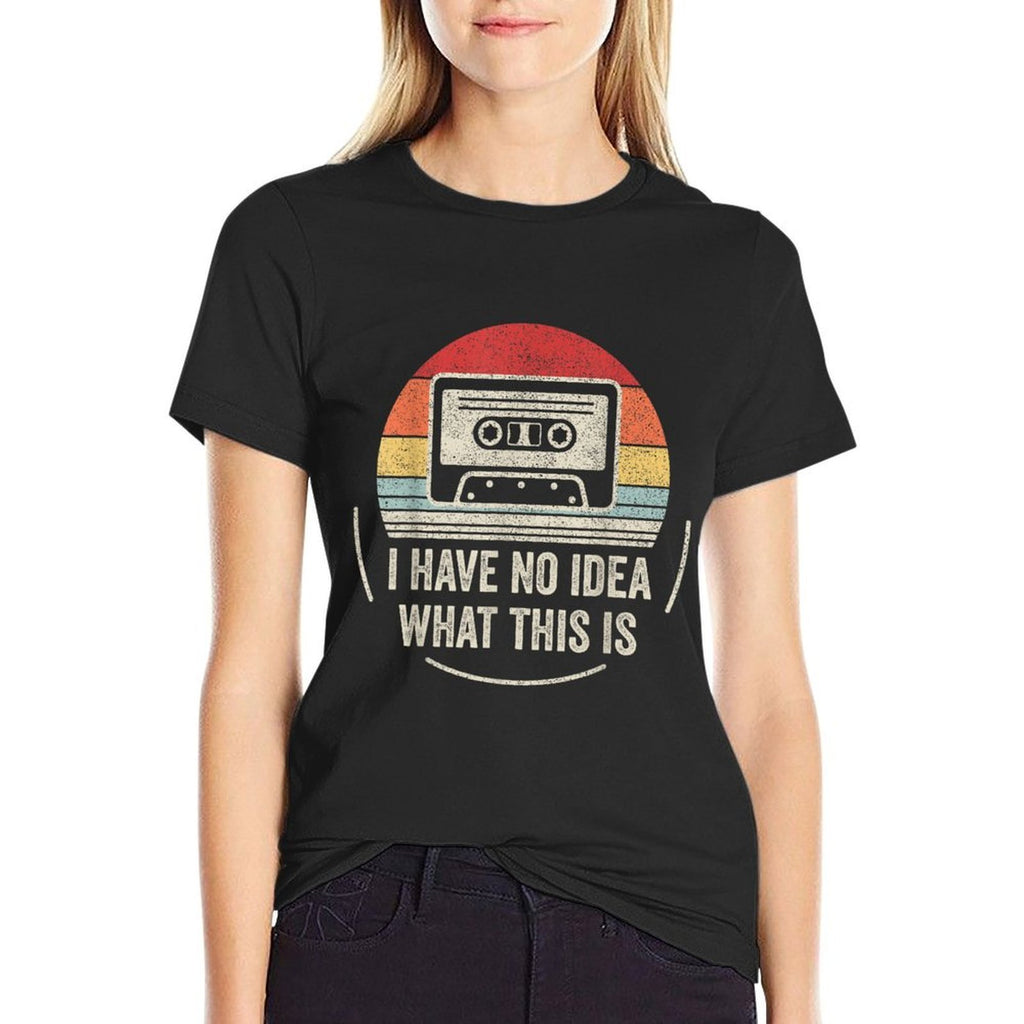 Retro Cassette Kids Funny, Classic Fit,, Black  Stretchy T-Shirt