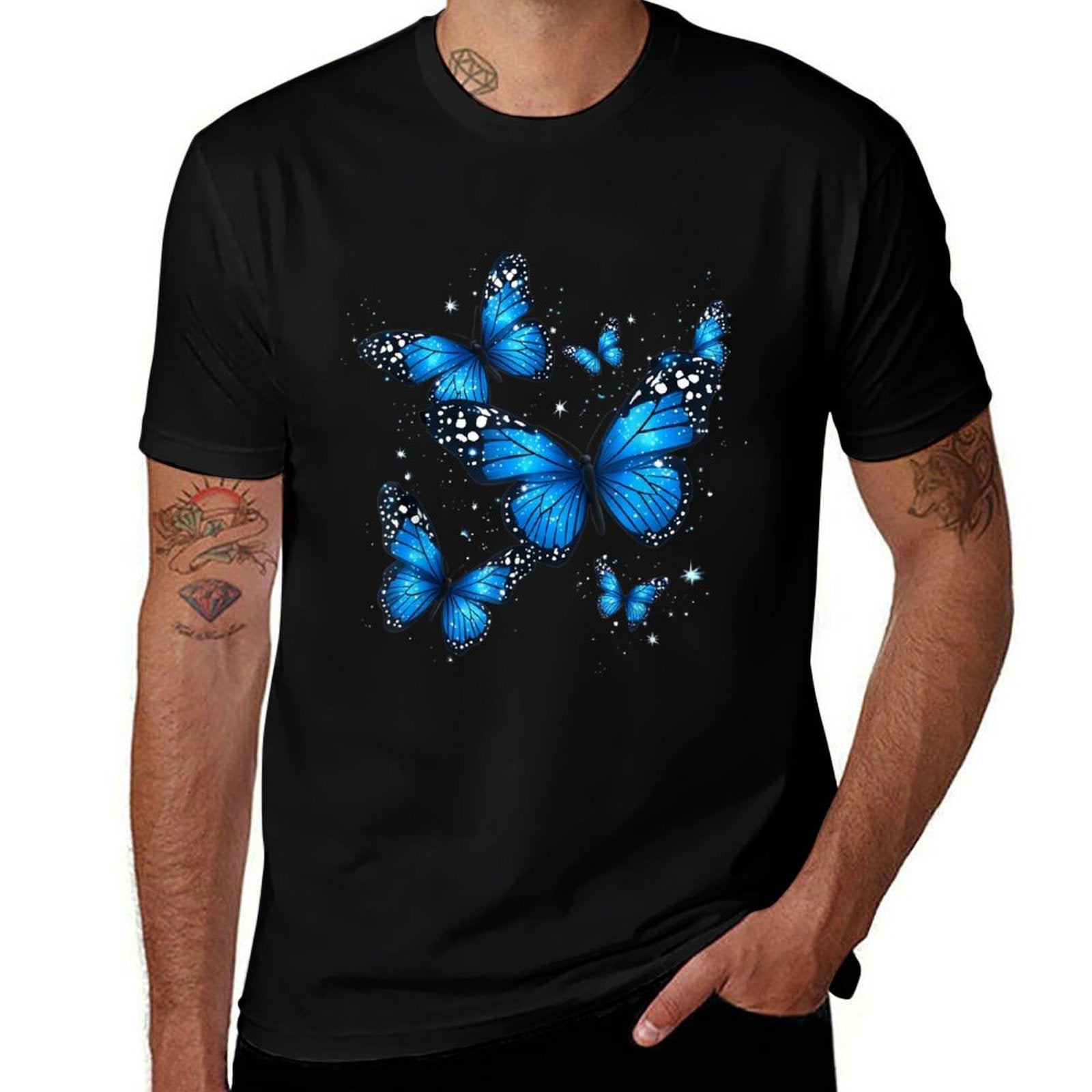 Blue Butterfly Art Garden Beautiful Butterflies  Summer-ready Fabric T-Shirt