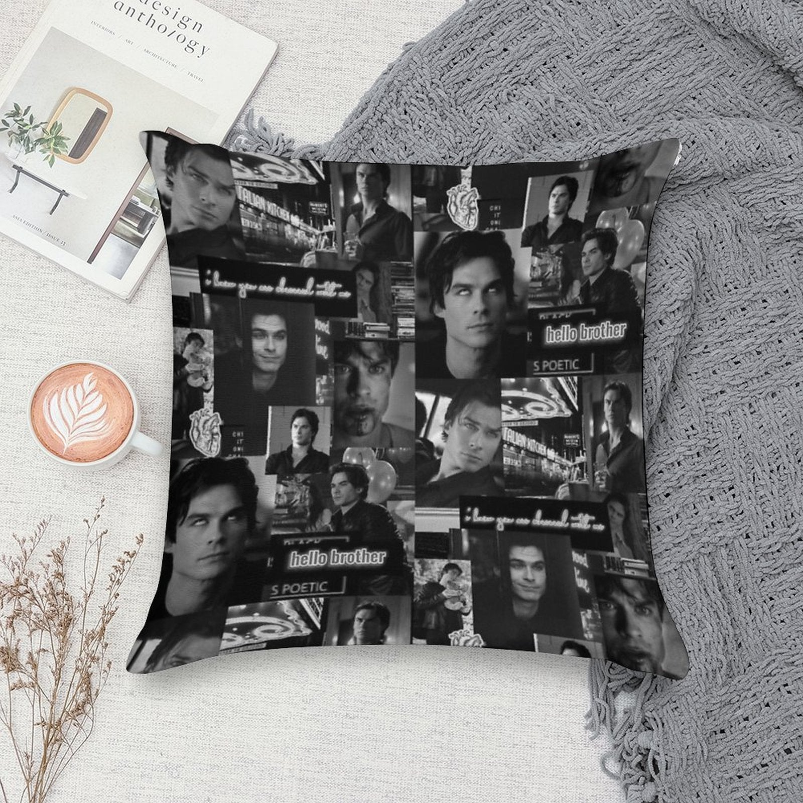 Damon Collage B&w Soft Anti-Pilling Throw Pillow