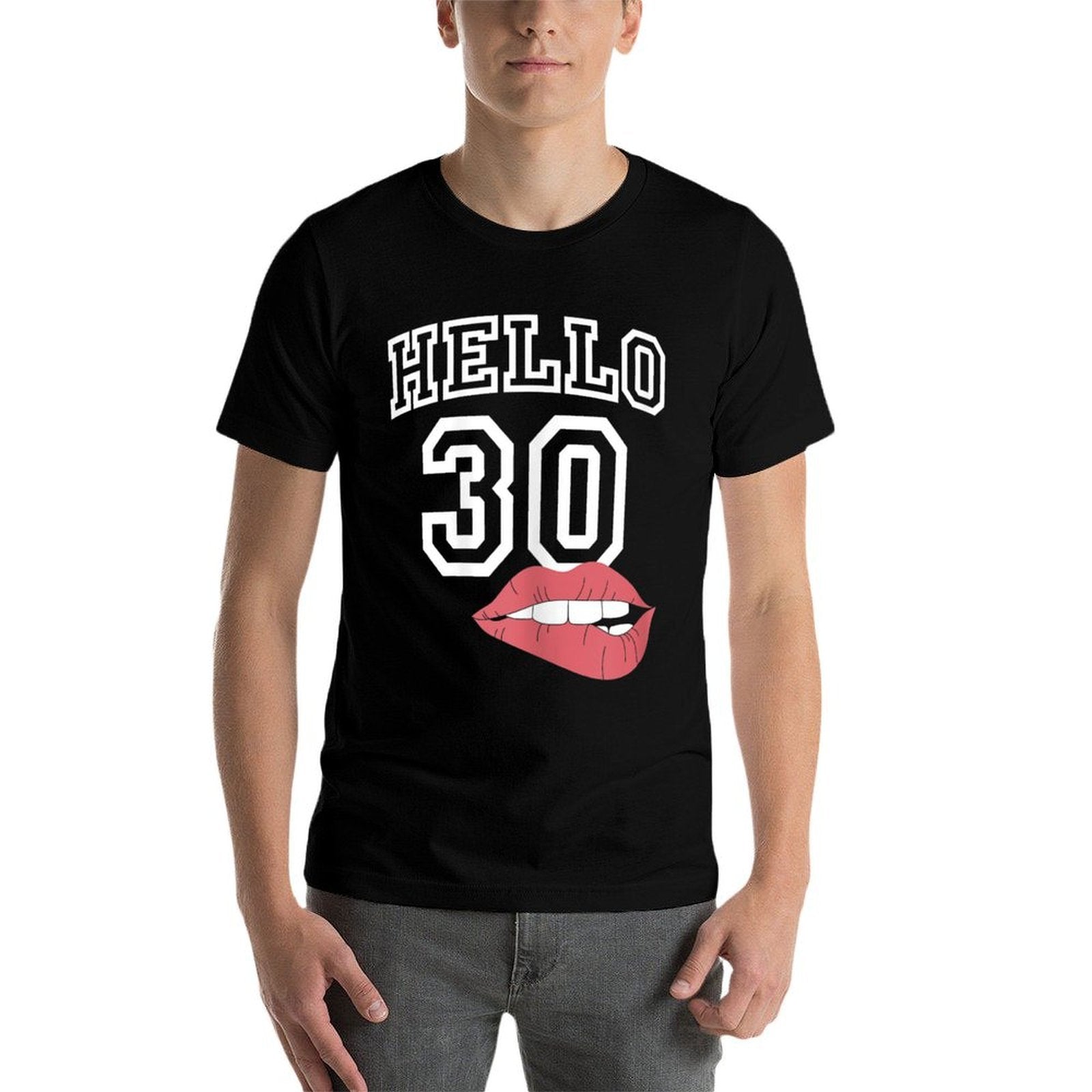 Womens Hello 30 with Lips 30th Birthday  Slim-fit Cut T-Shirt