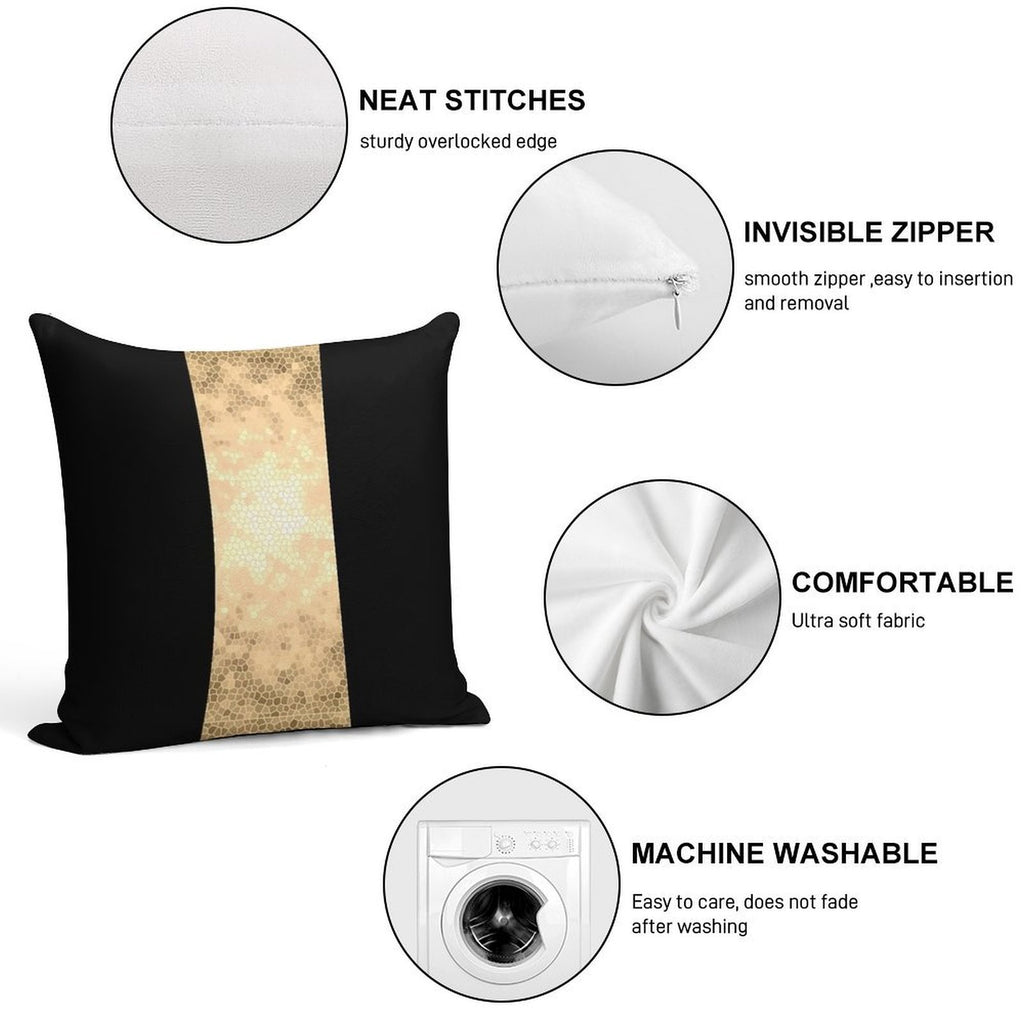 Elegant Gold And Black Design Soft Home Decor Throw Pillow