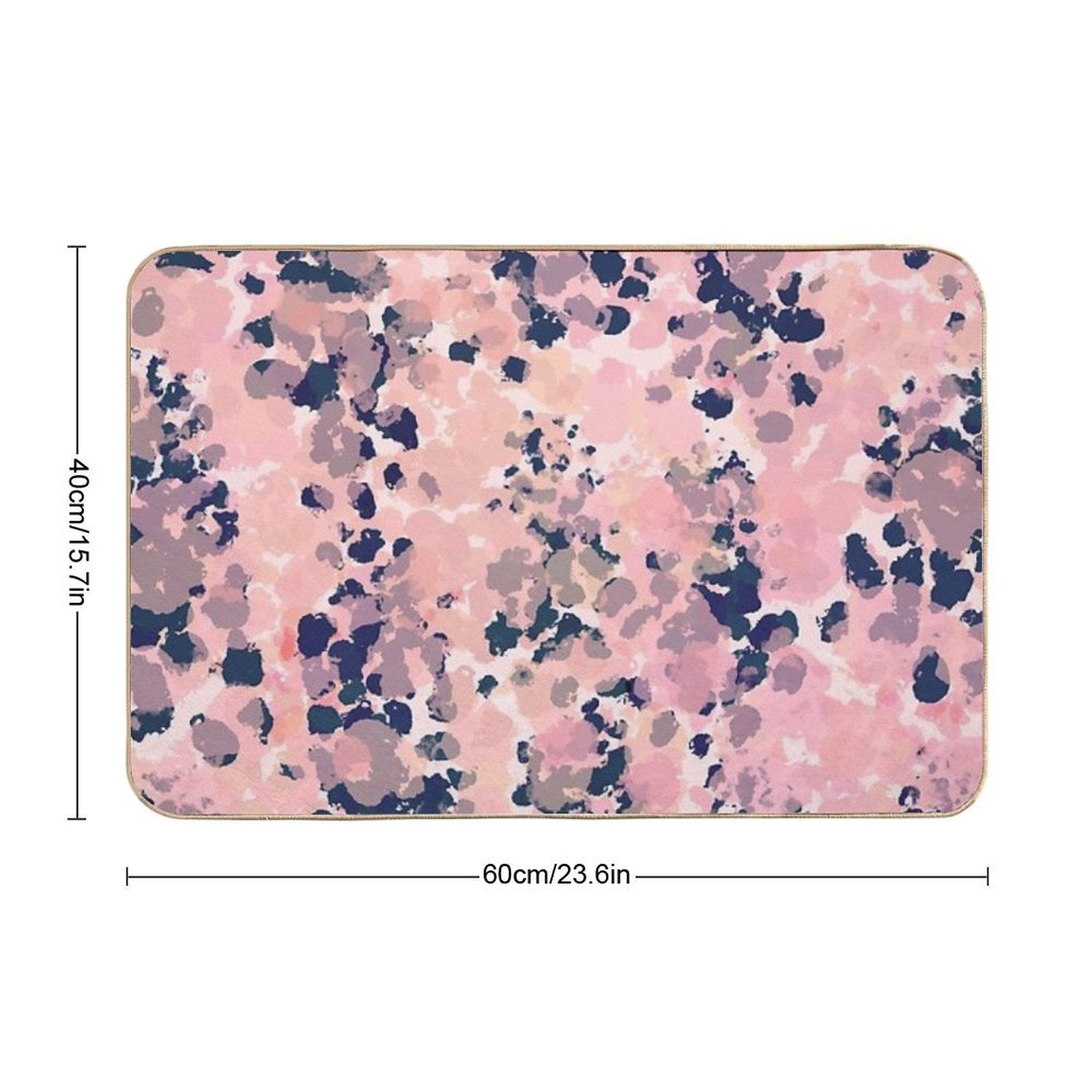 Smudgy Painted Abstract Pattern in Navy Blue, Pink, Taupe, And Blush  Repositionable Bath Mat
