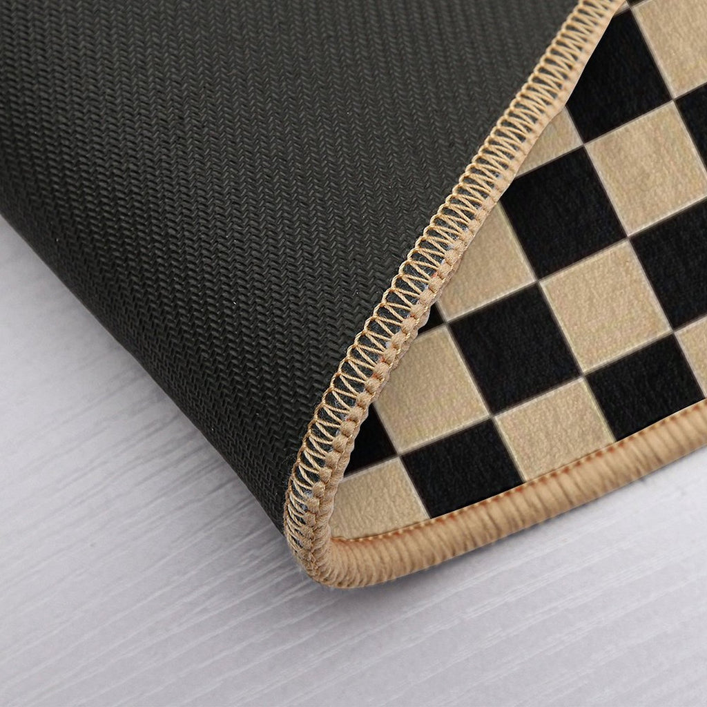 Black And Tan Brown Checkerboard  Pet-Safe Bath Mat