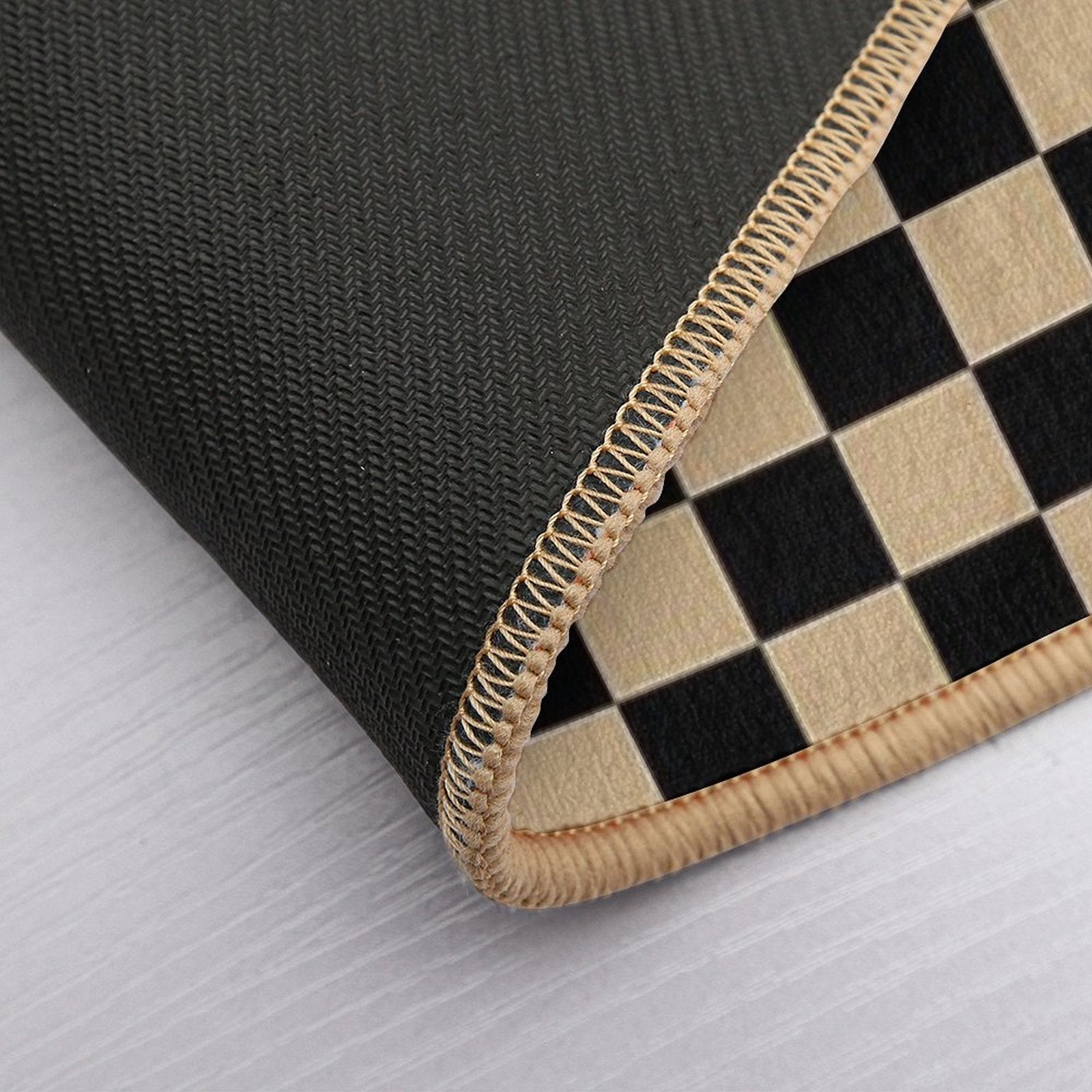 Black And Tan Brown Checkerboard  Pet-Safe Bath Mat