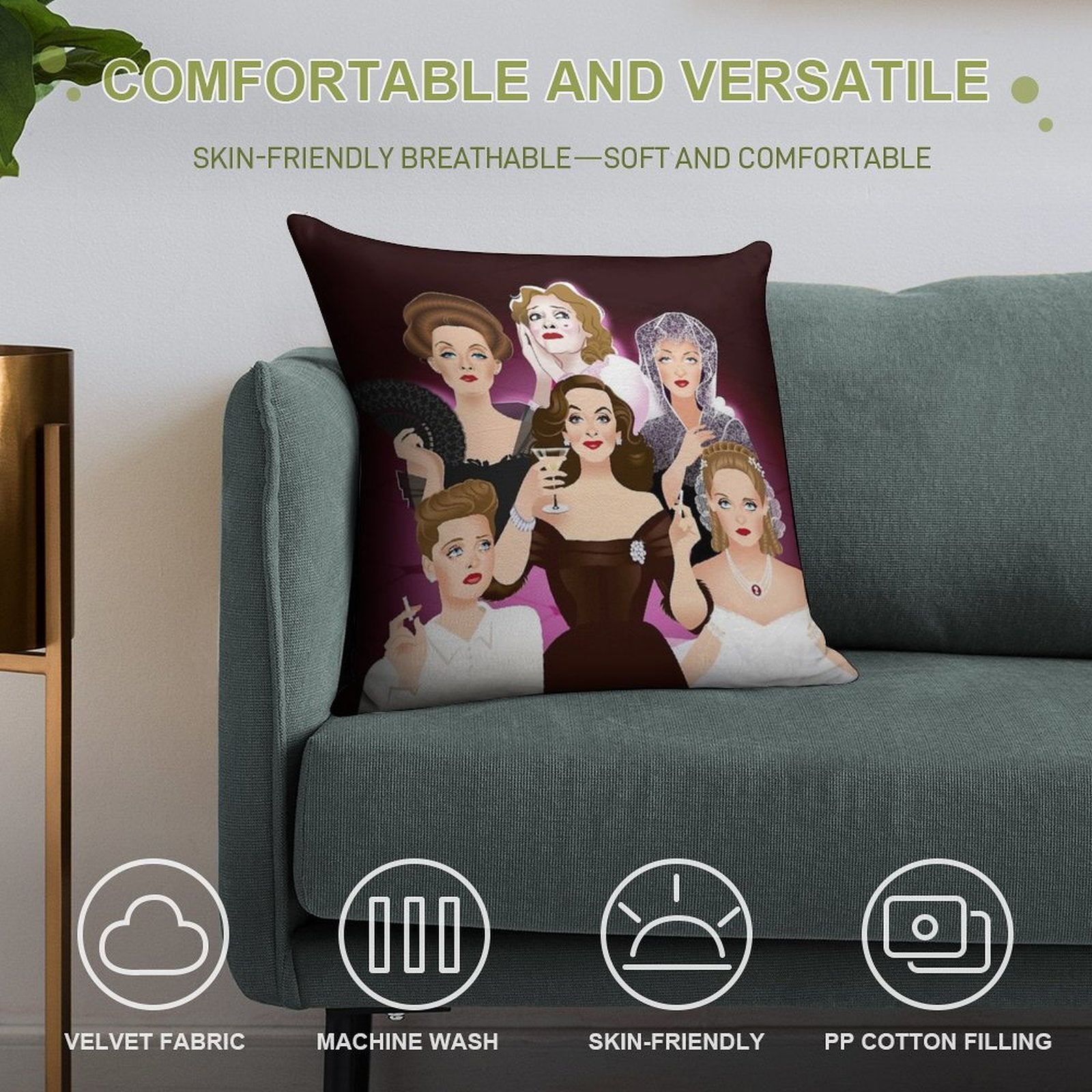 Bette Davis Soft Style Accent Throw Pillow
