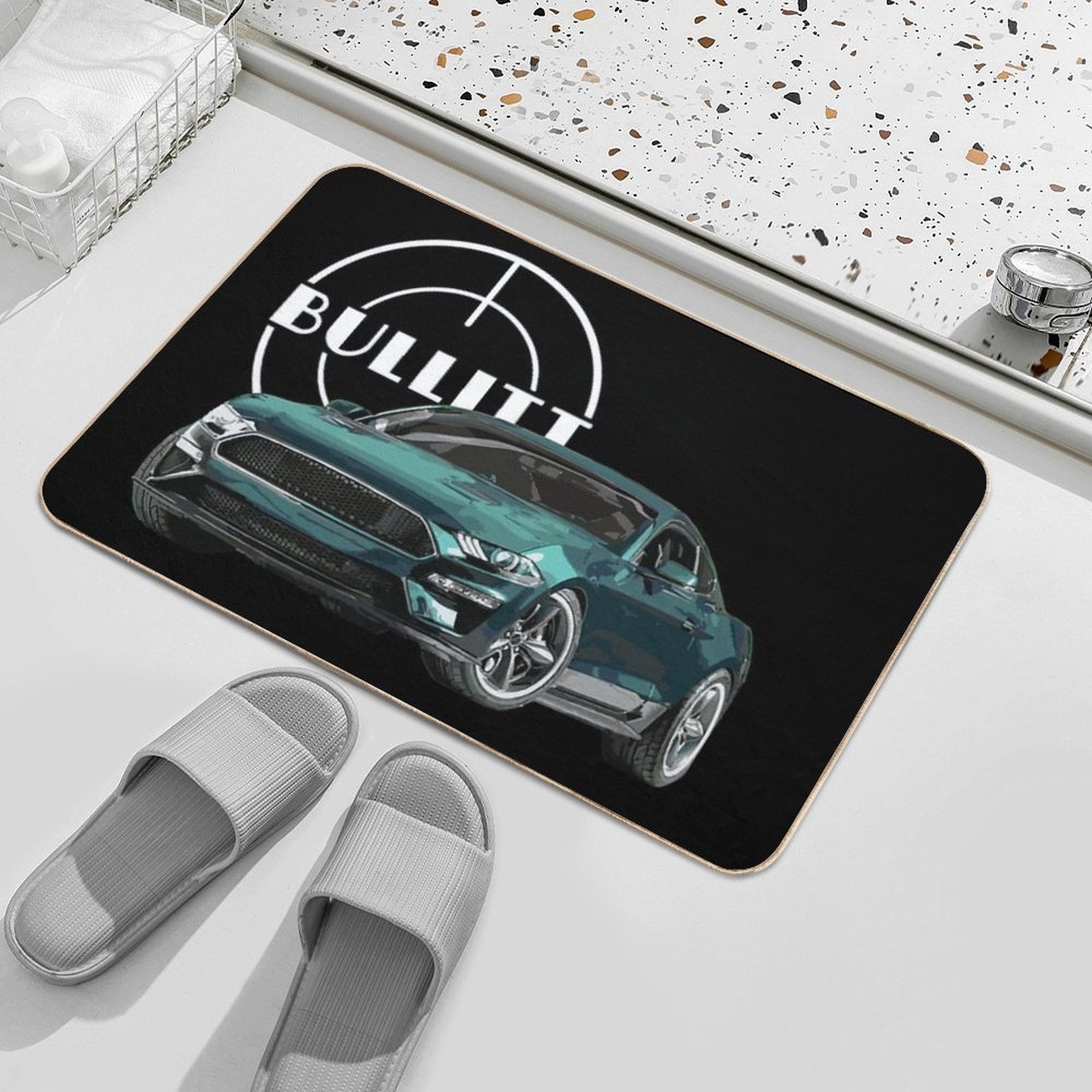 Bullitt Mustang GT 5.0L V8 Classic Steve Mcqueen Muscle Car  Easy To Clean Bath Mat