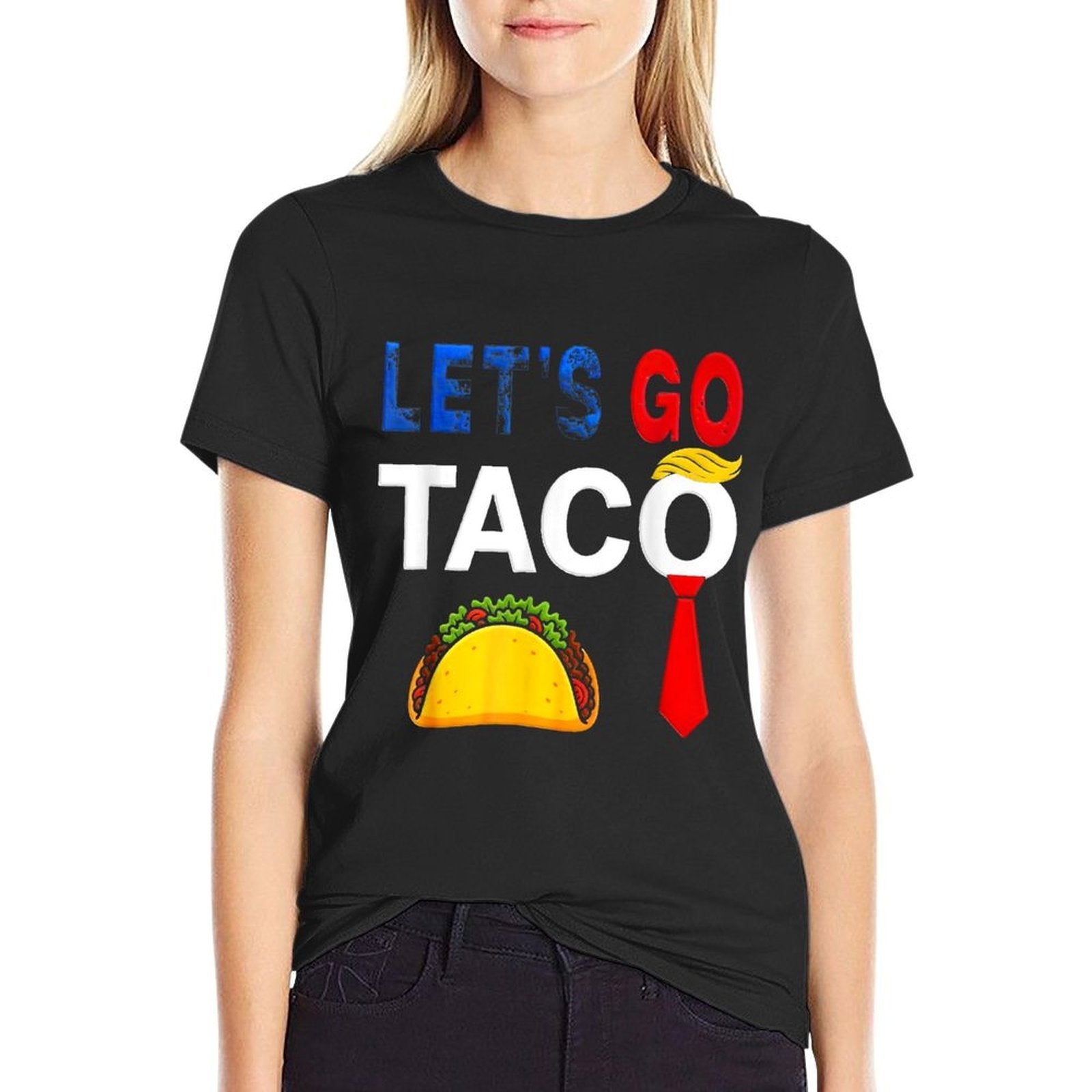 Funny Lets Go Taco American Patriot Women Men  High-quality Stitching T-Shirt