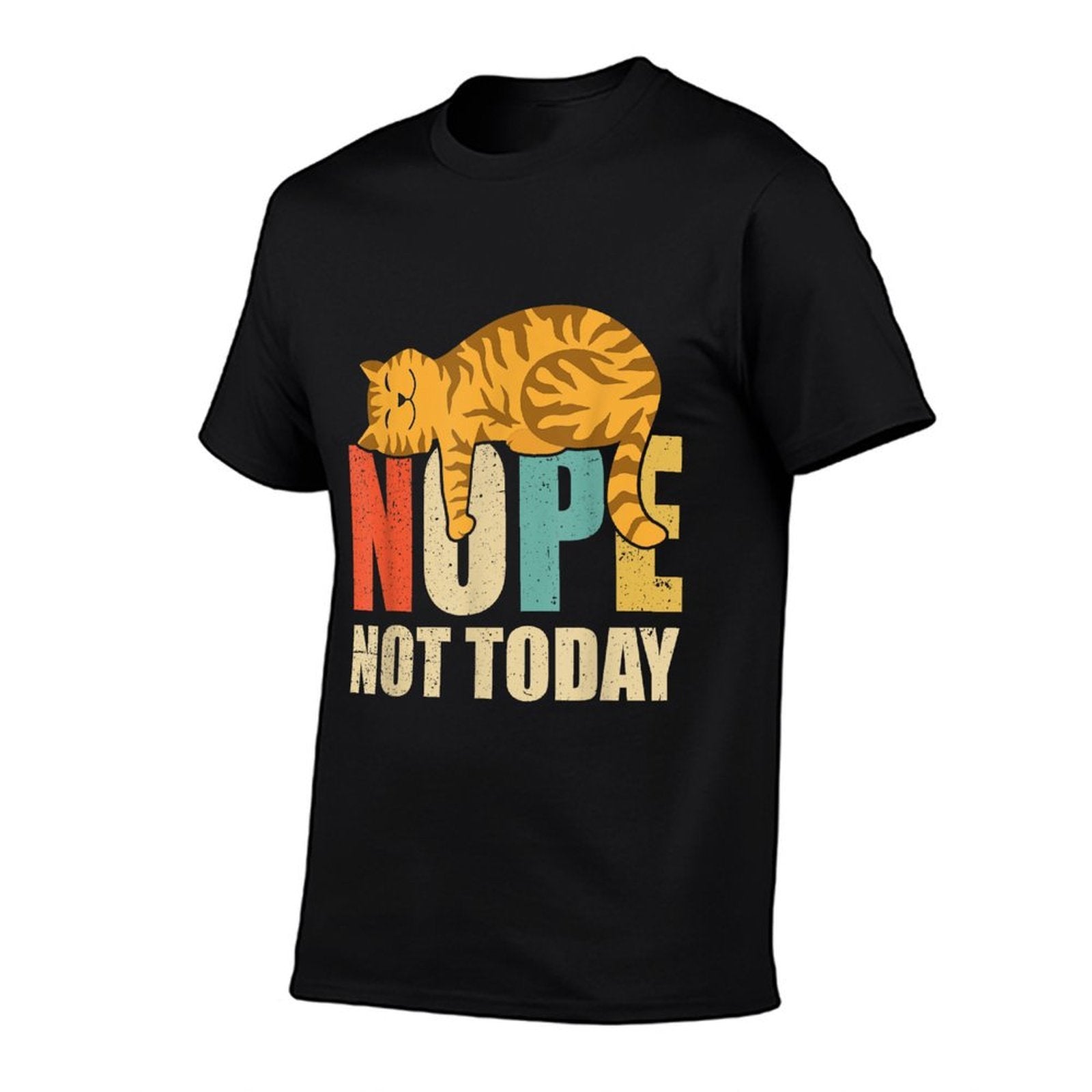 Cat Lovers Gifts Ideas Funny Nope Not Today Cat-Shirt Unisex-Adults Kids Black Small  Versatile T-Shirt