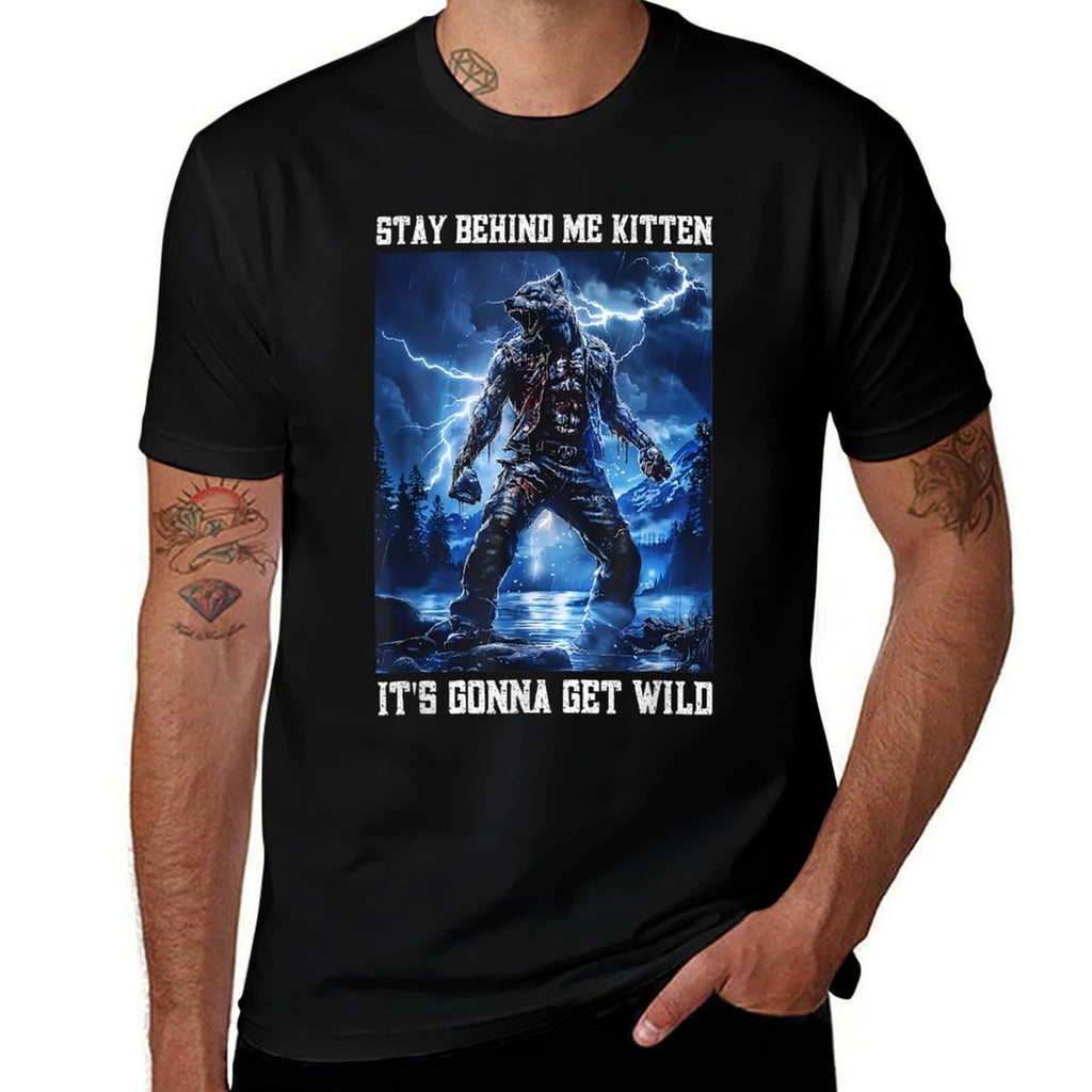 Stay Behind Me Kitten Cringy Werewolf Meme Cringe Alpha Wolf  Soft T-Shirt