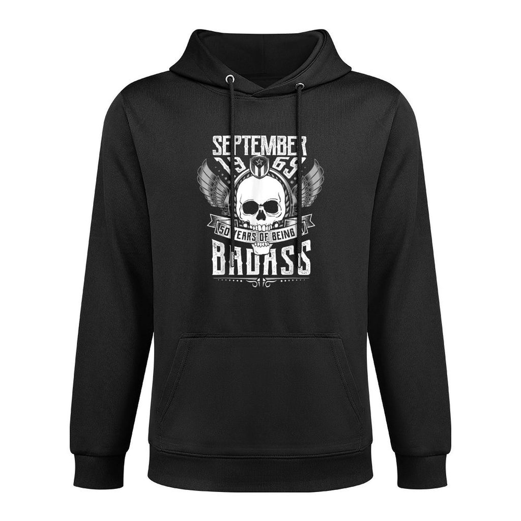 50th Birthday Gift September 1969, Badass Biker Style Customizable Surface Hoodie