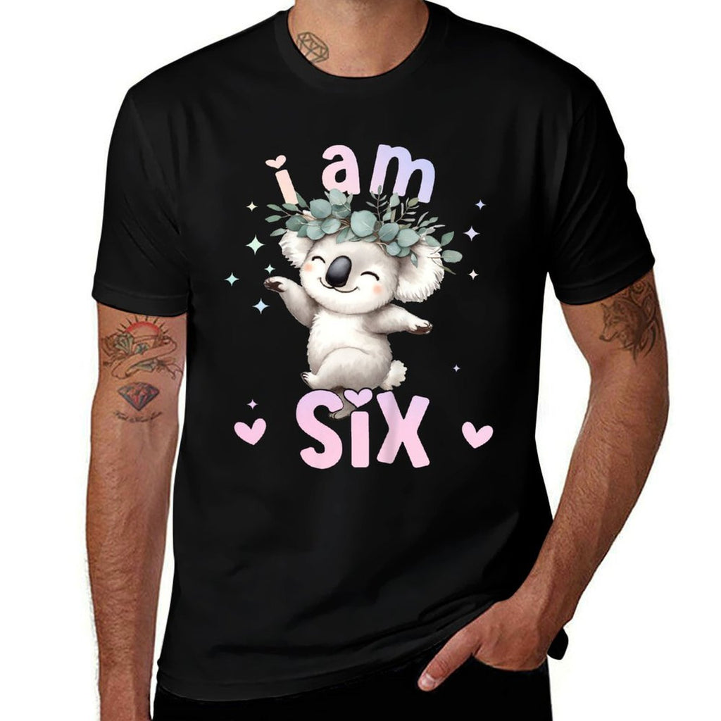 Kids 6th Birthday Girl Koala Bear 6 Years Old Six 6 Birthday  Summer-ready Fabric T-Shirt