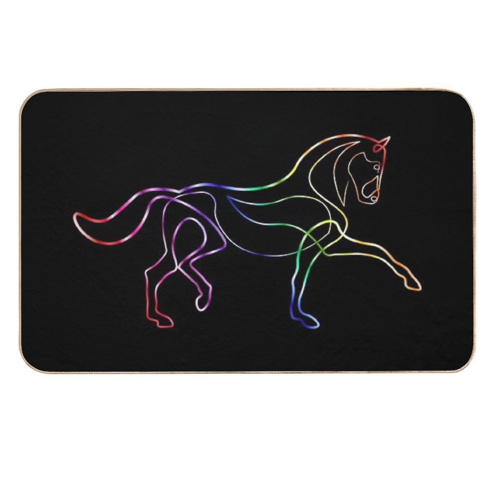 Dressage Horse One Line Art Rainbow  Fade-Resistant Bath Mat