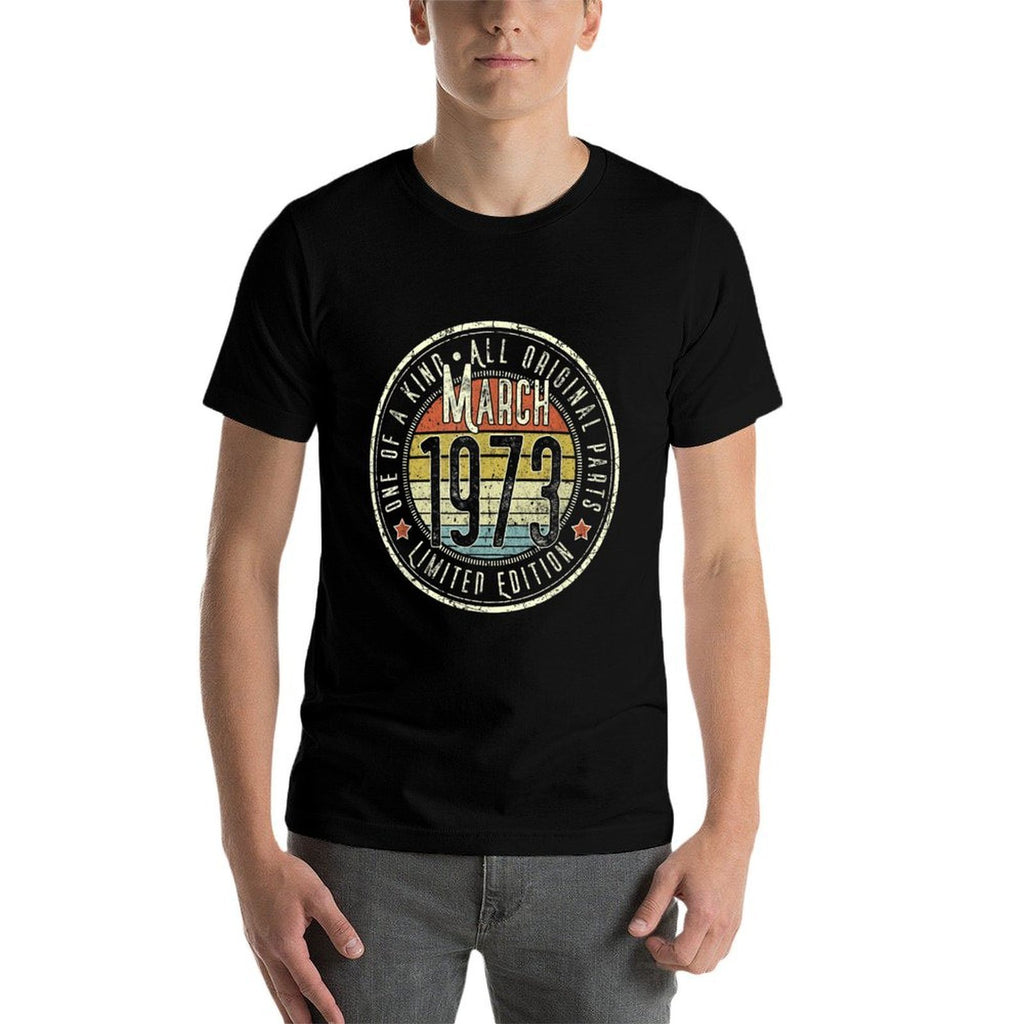 50 Year Old March 1973 Limited Edition 50th Birthday  Heathered Texture T-Shirt