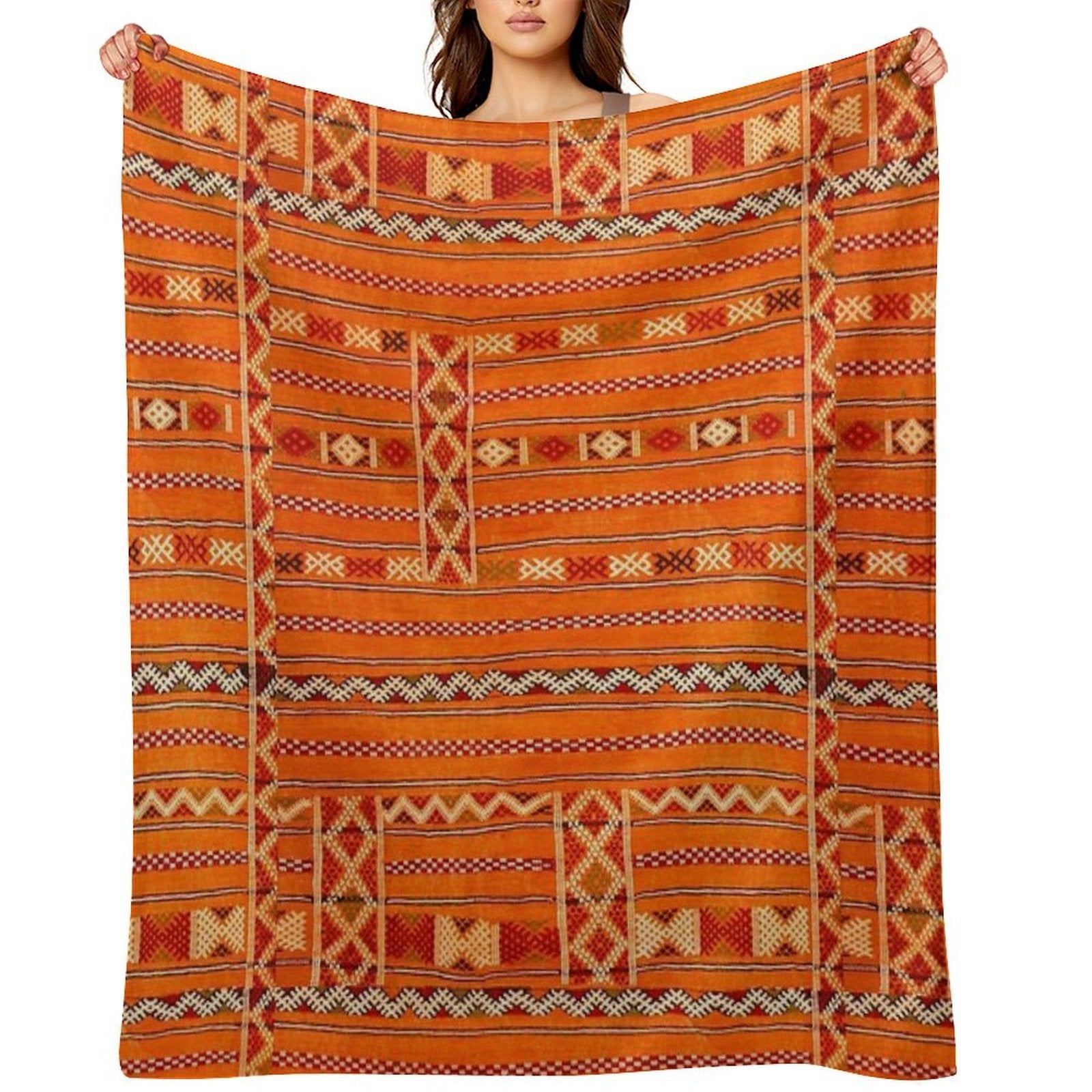 Vintage Moroccan Pattern - Sunset Colors Anti-pilling Throw Blanket