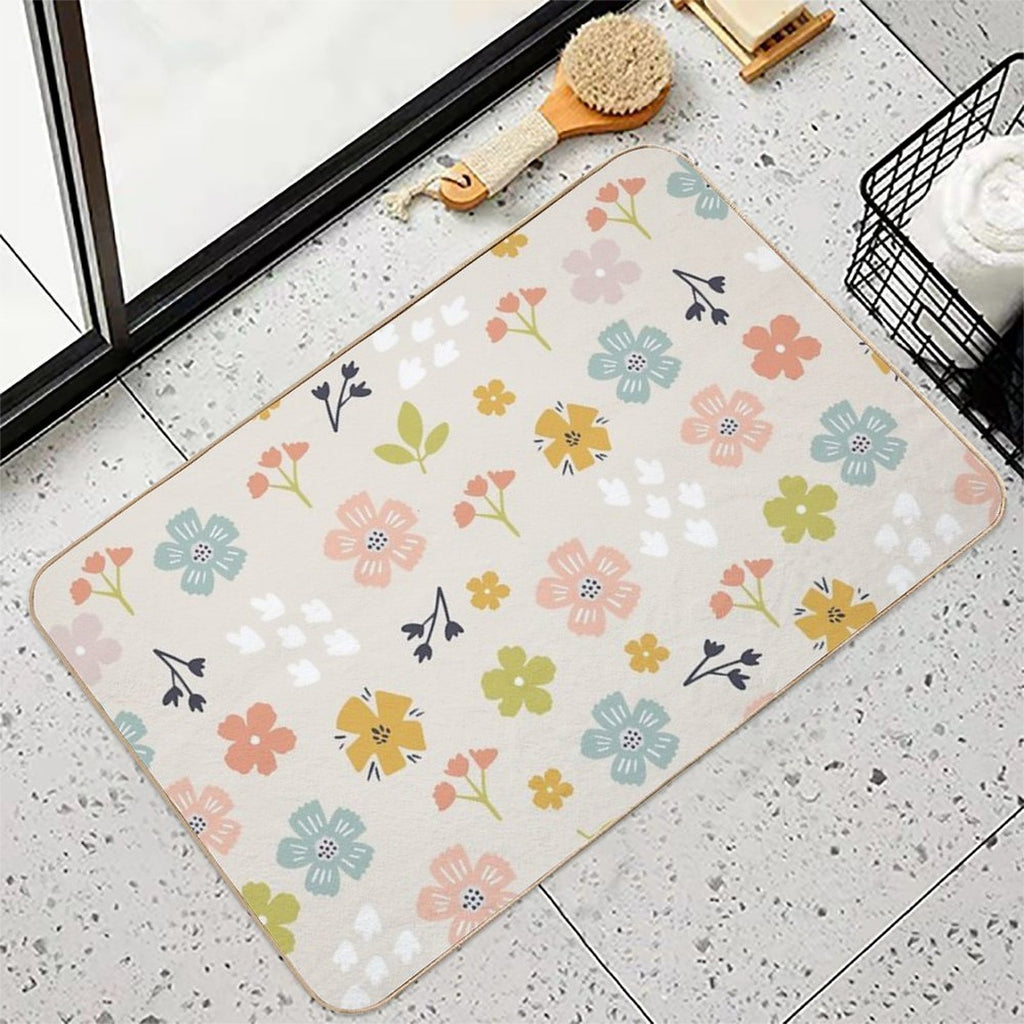 Spring Florals in Pastel Neutrals  Odorless Bath Mat
