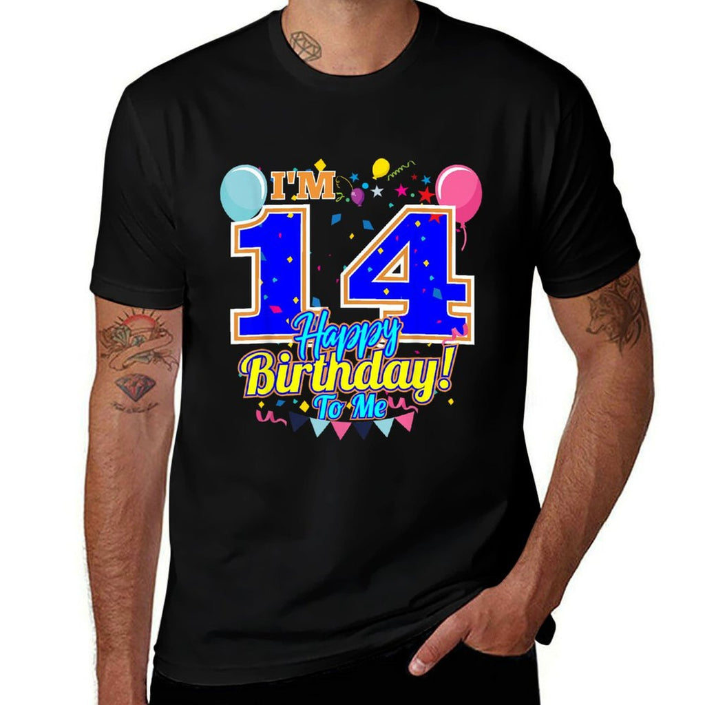I'm 14 Years Old Happy Birthday to Me 14th Birthday  Rolled Sleeves T-Shirt