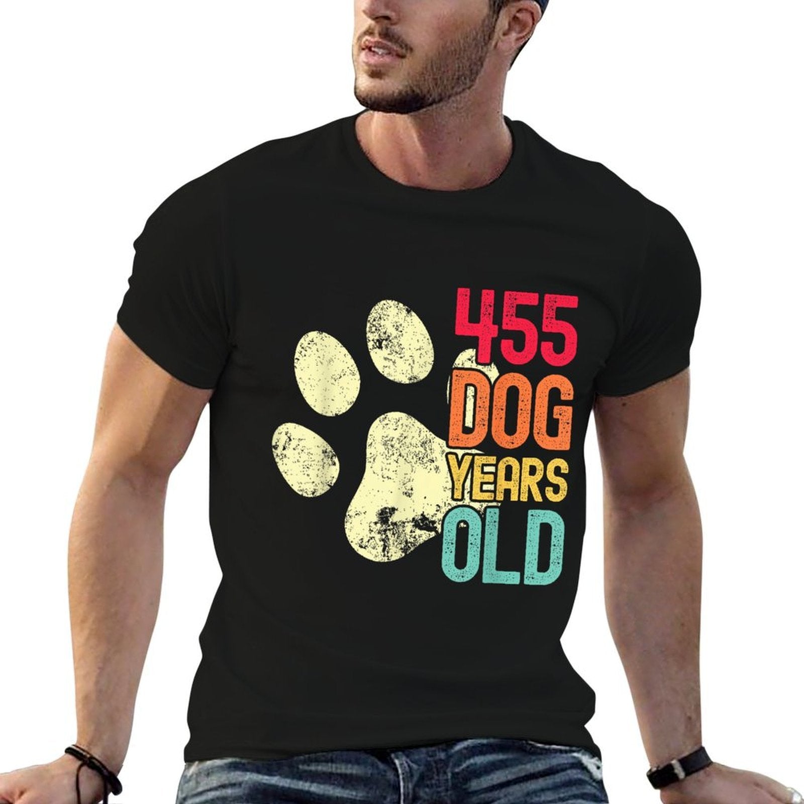 455 Dog Years Old Funny Dog Lovers 65th Birthday  Quick-drying T-Shirt