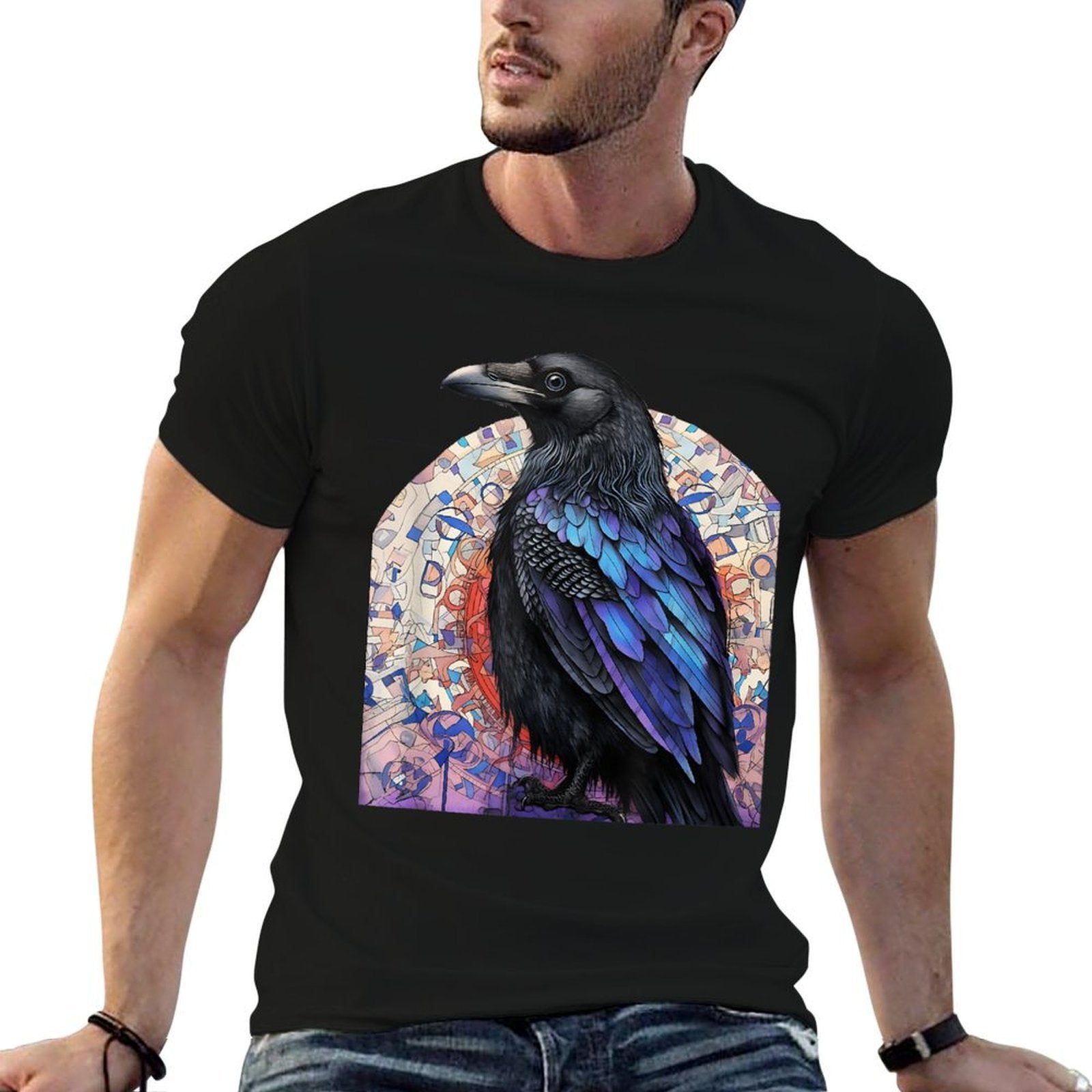 Crow And Raven Bird Lovers Mandala Style Design For Birders  Moisture-wicking T-Shirt