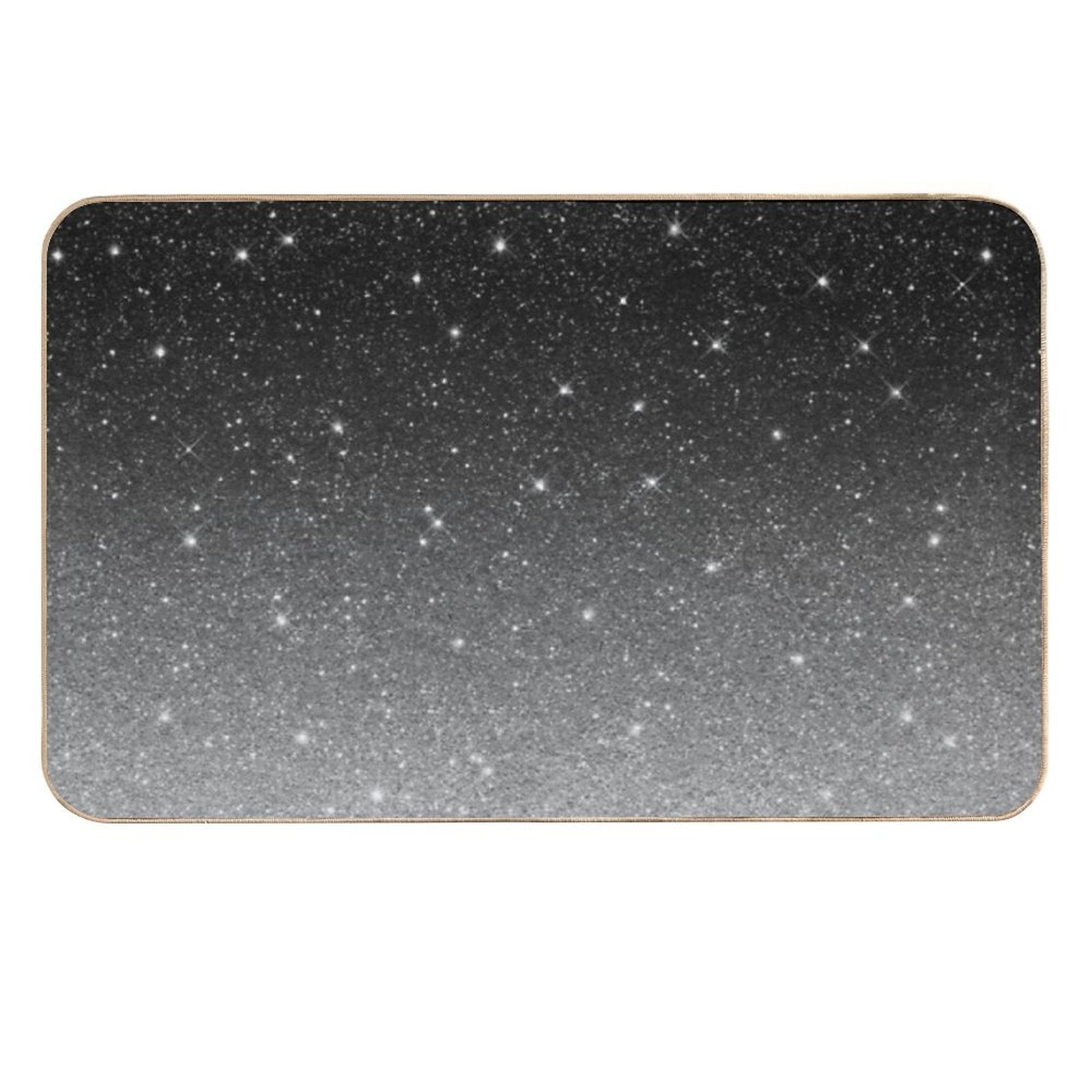 Black Silver Grey Sparkle Ombre Glitter  Fade-Resistant Bath Mat