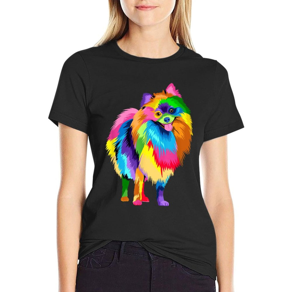 Colorful Pomeranian Artwork - Dog Lover Animal Breeder  Quick-drying T-Shirt