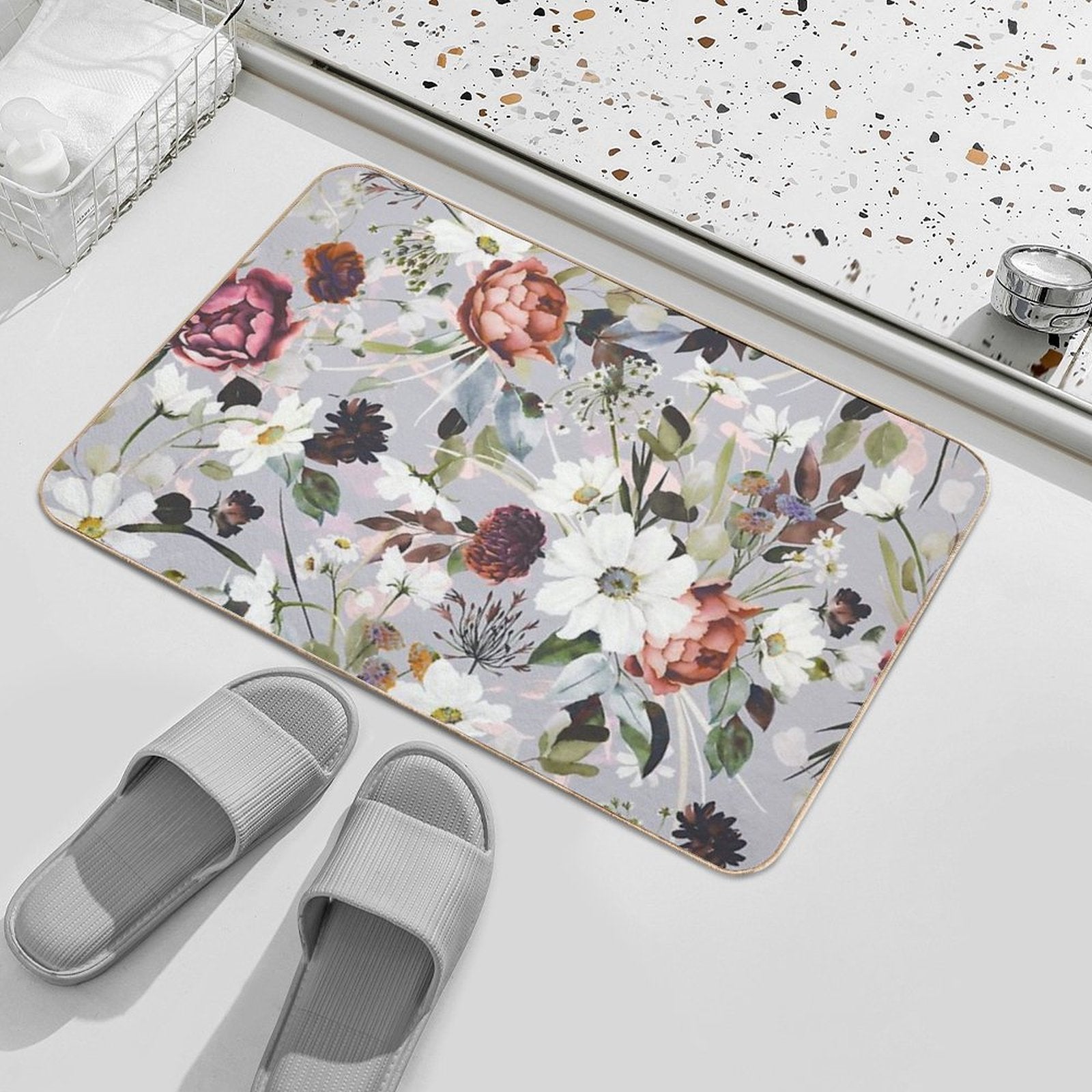 Wild Colorful Garden Bloom  Long-Lasting Bath Mat