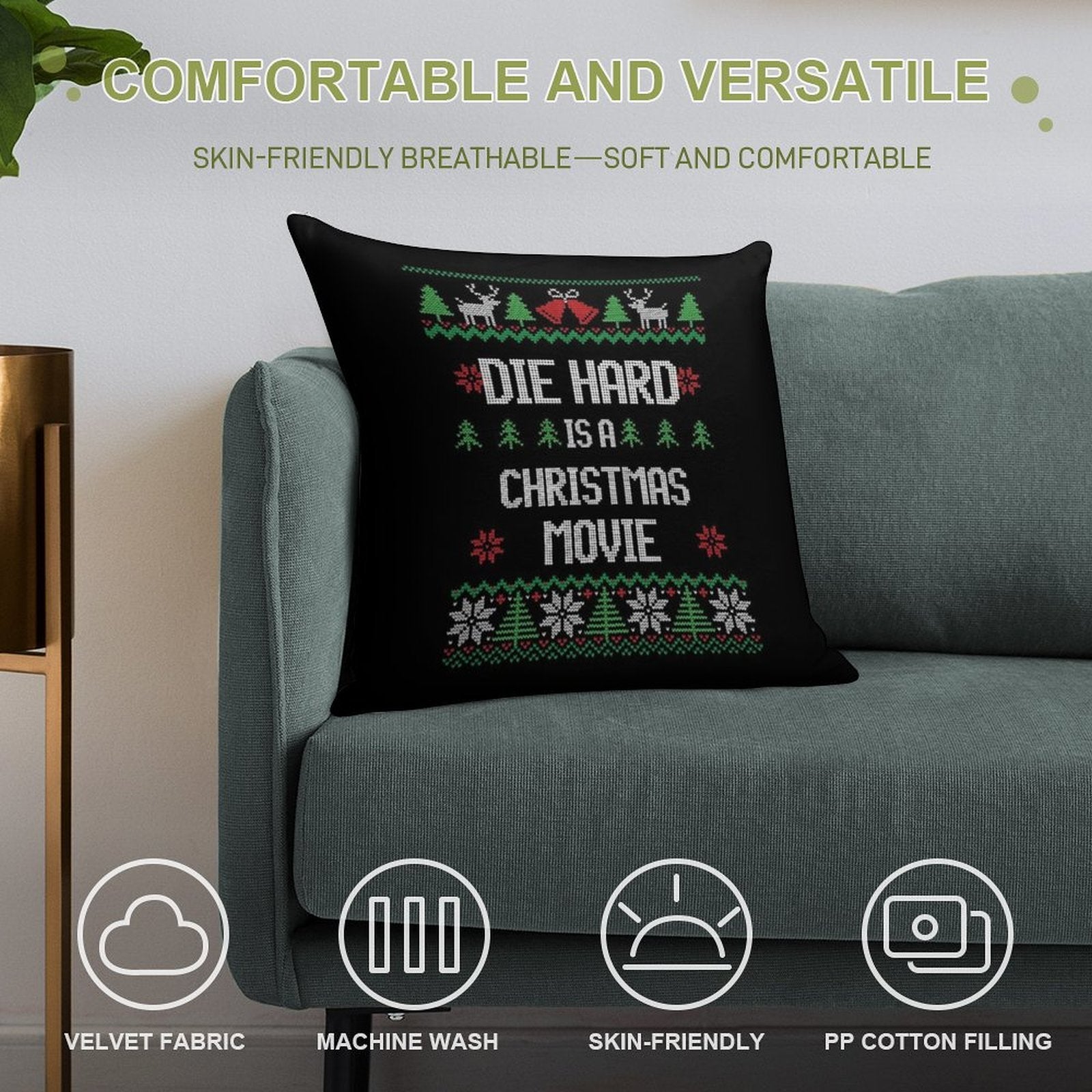 Die Hard Is A Christmas Movie Soft Gift Ready Throw Pillow