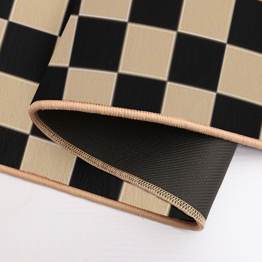 Black And Tan Brown Checkerboard  Pet-Safe Bath Mat