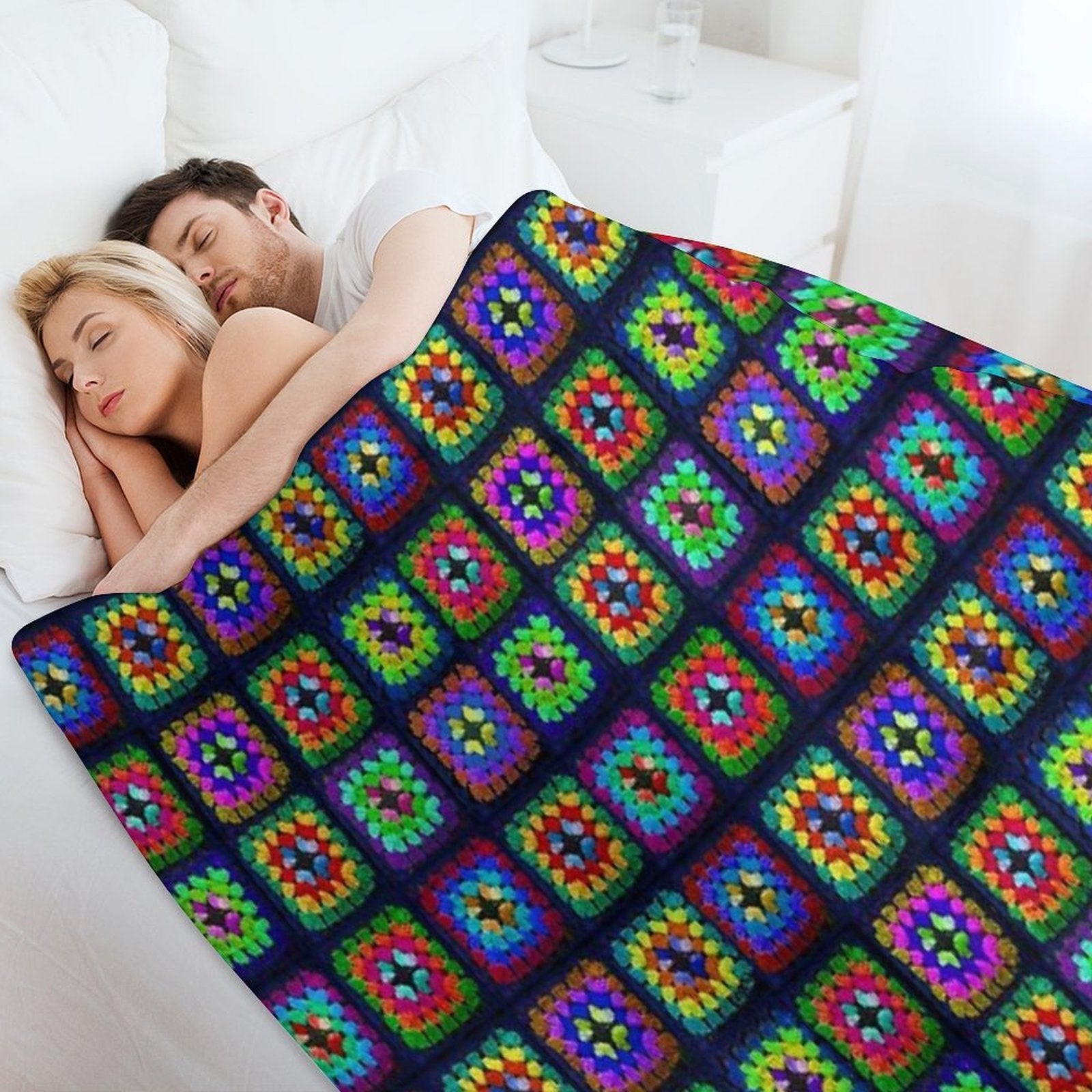 Vintage Granny Squares Print Wrinkle-free Throw Blanket