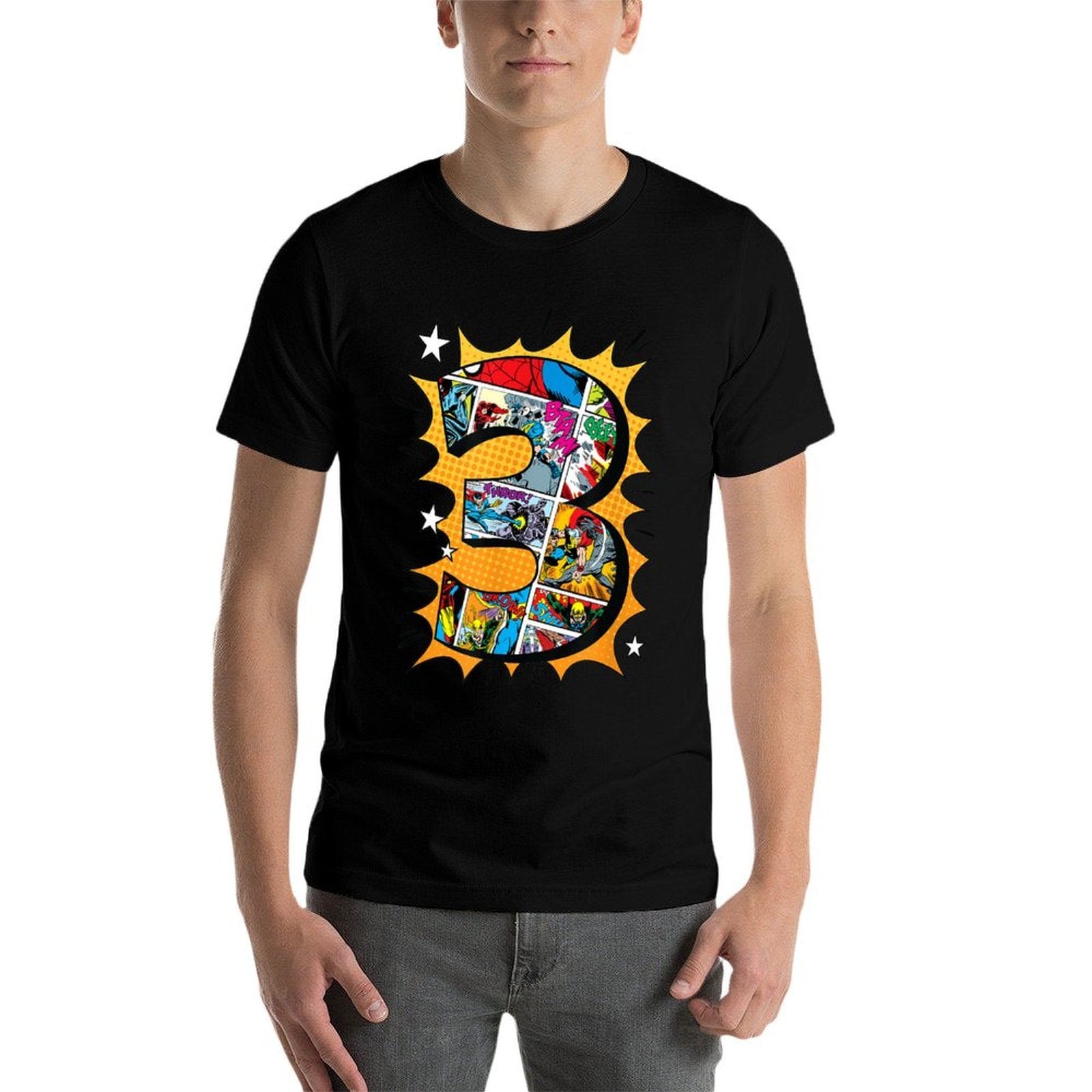 Marvel Avengers Comics 3rd Birthday  Trendy Pattern T-Shirt