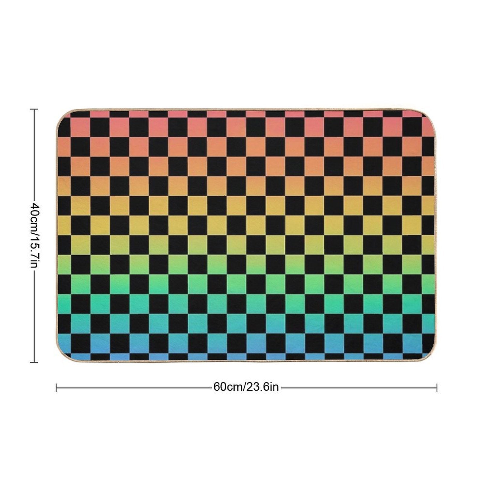 Rainbow And Black Checkerboard  Dirt-Trapping Bath Mat