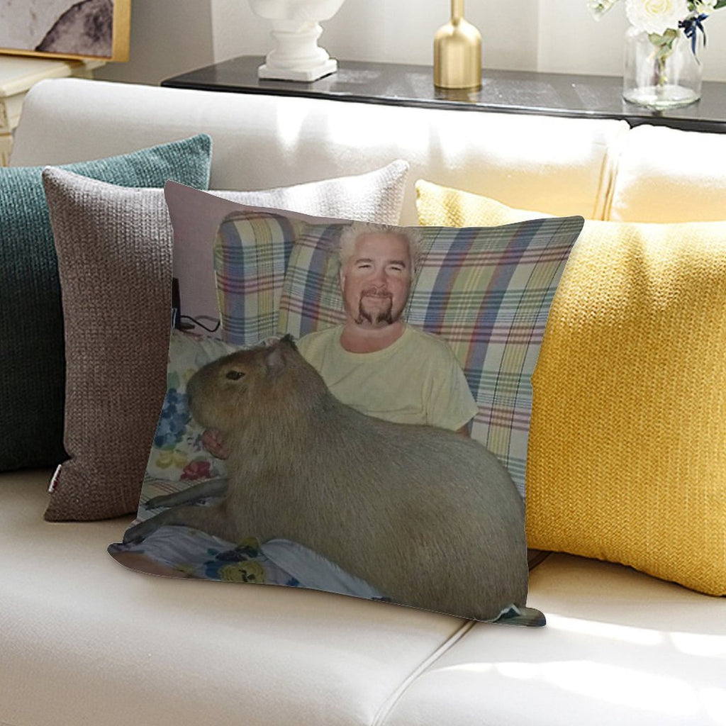 Guy Fieri with Capybara Soft Gift Ready Throw Pillow
