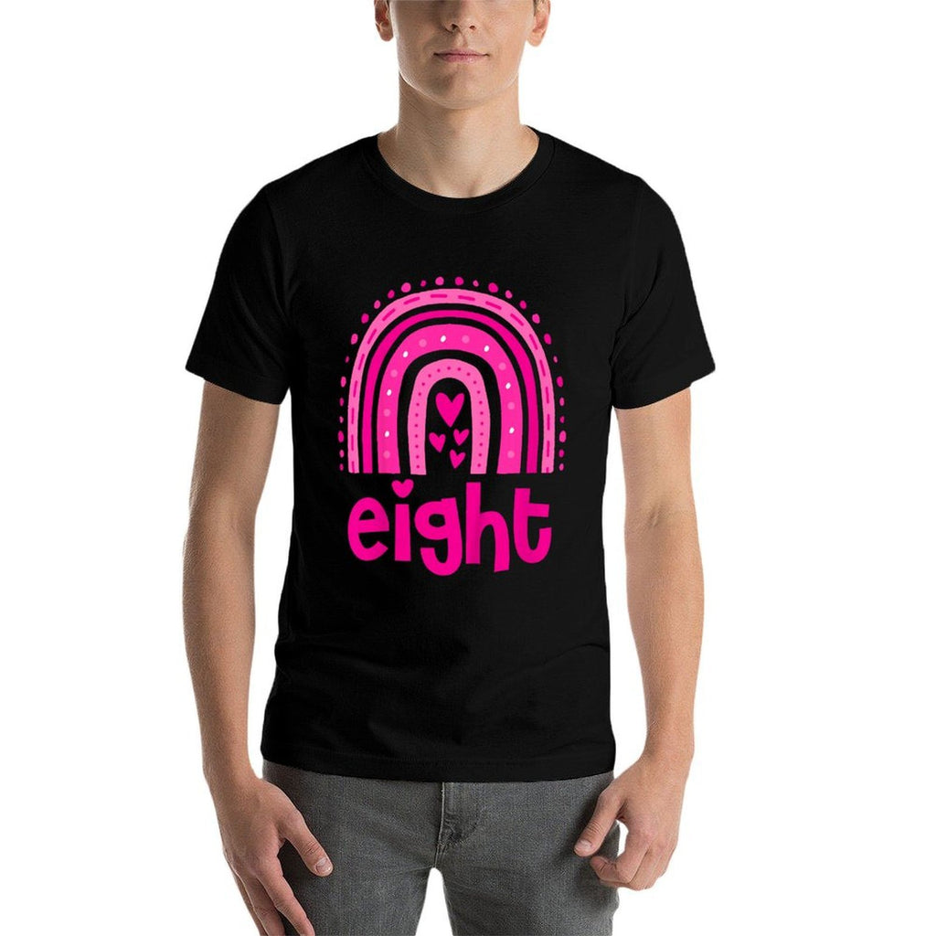 Kids Girl's Birthday Eight 8 Years Old 8th Birthday Pink Rainbow  Tagless Design T-Shirt