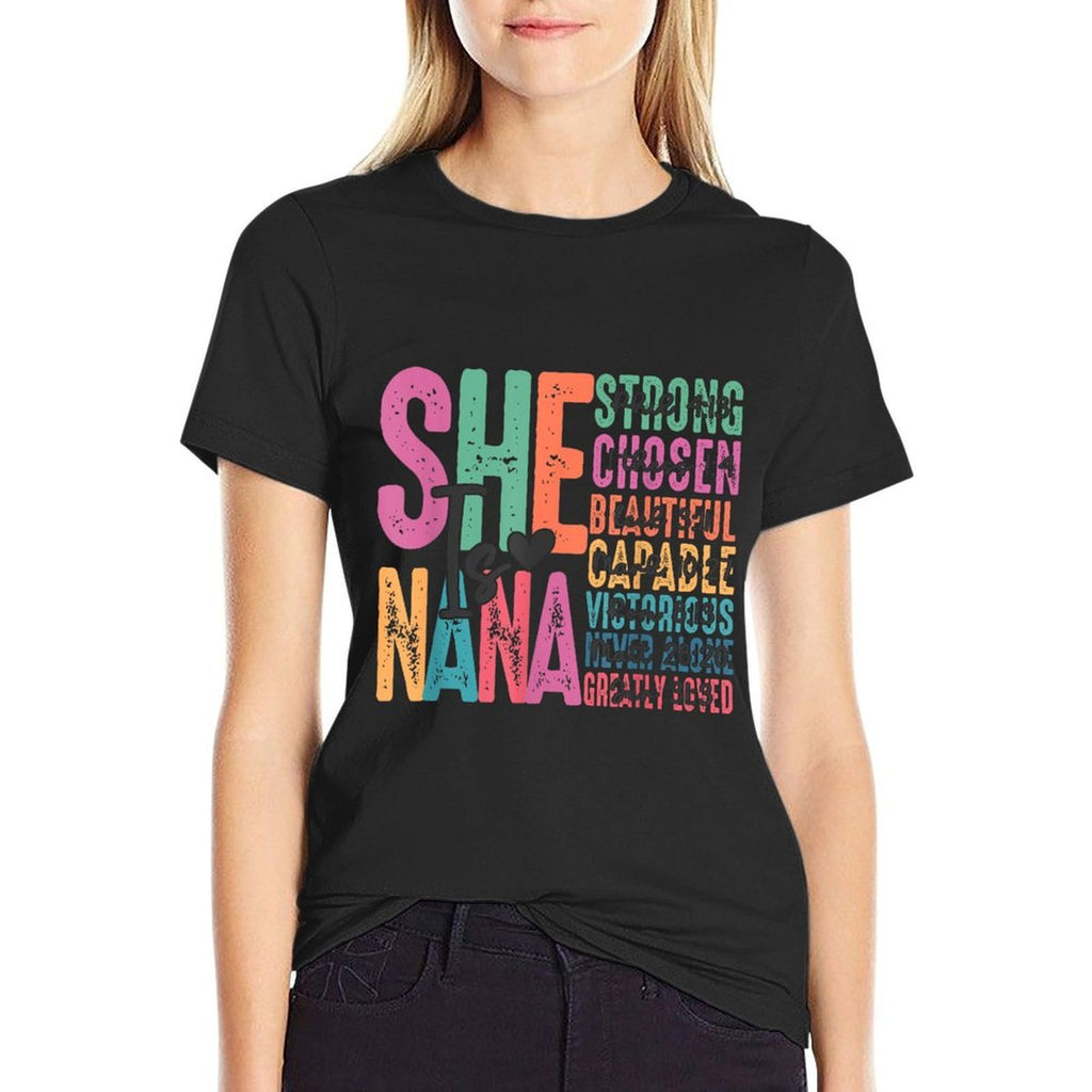She Is Nana Christian Mothers Day Jesus Nana Religious Women  Trendy Pattern T-Shirt