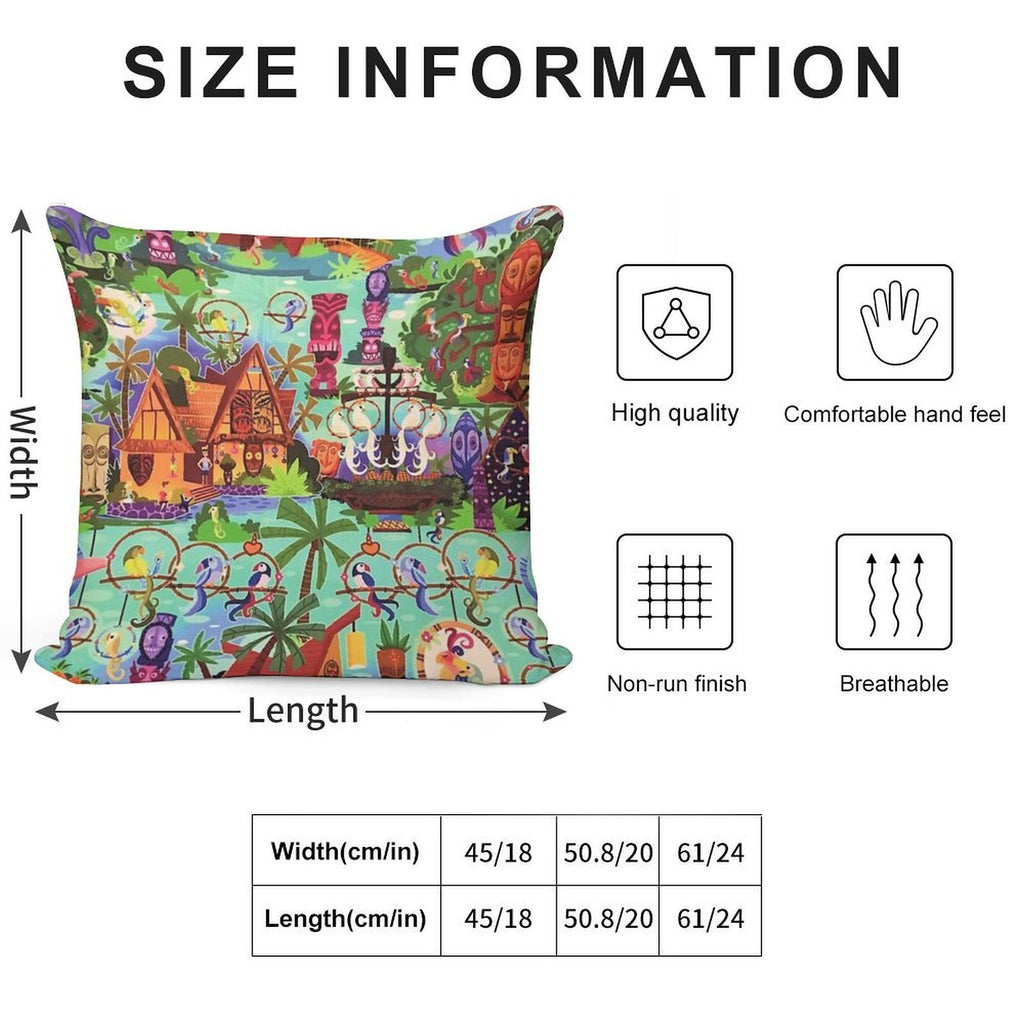 The ORIGINAL Enchanted Tiki Room Collage Soft Durable Construction Throw Pillow